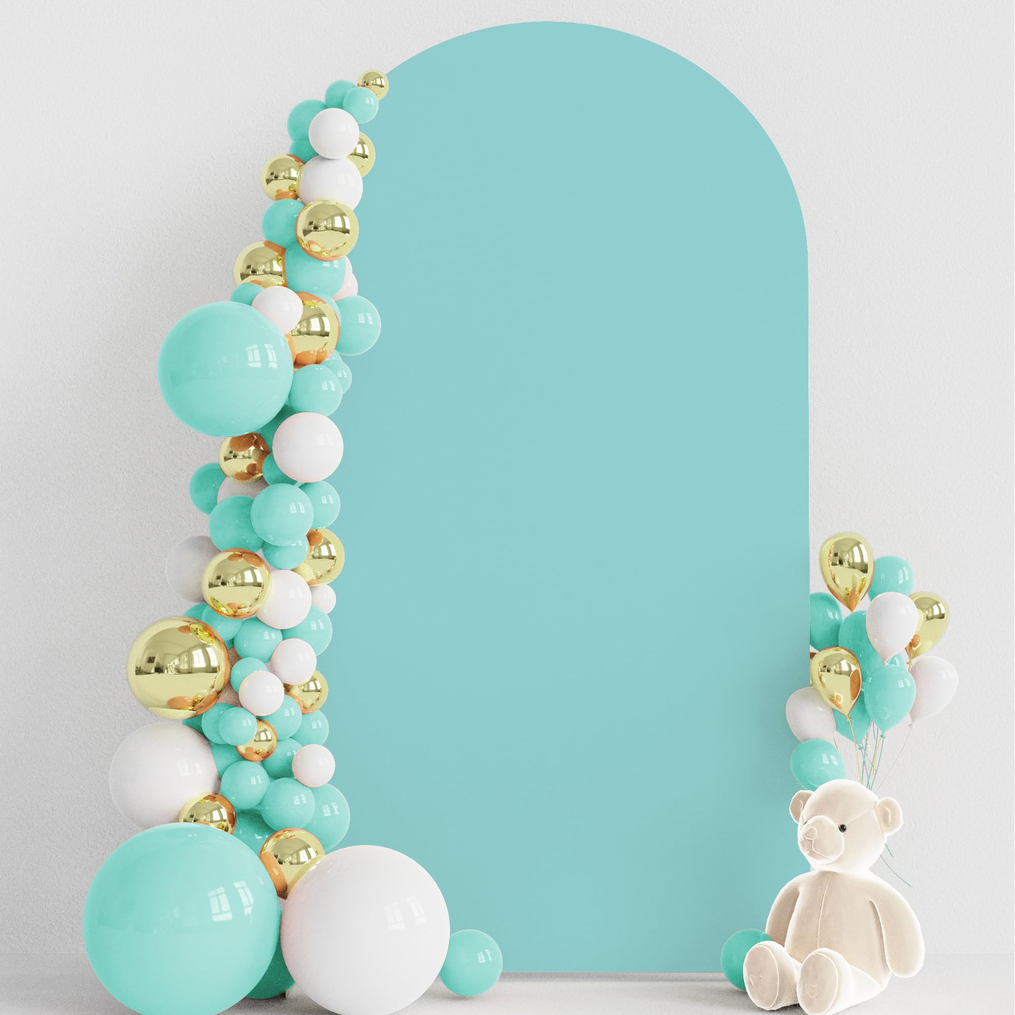 Wokceer 7.2FT Wedding Arch Cover Spandex Fitted Wedding Arch Stand Covers Round Top Chiara Arch Backdrop Cover for Birthday Party Ceremony Banquet Decoration Turquoise