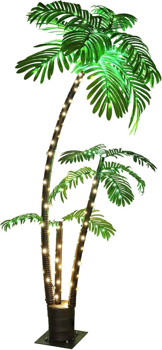 OUSHENG Lighted Palm Tree 6' 3.3' 2' Bar Outdoor Christmas