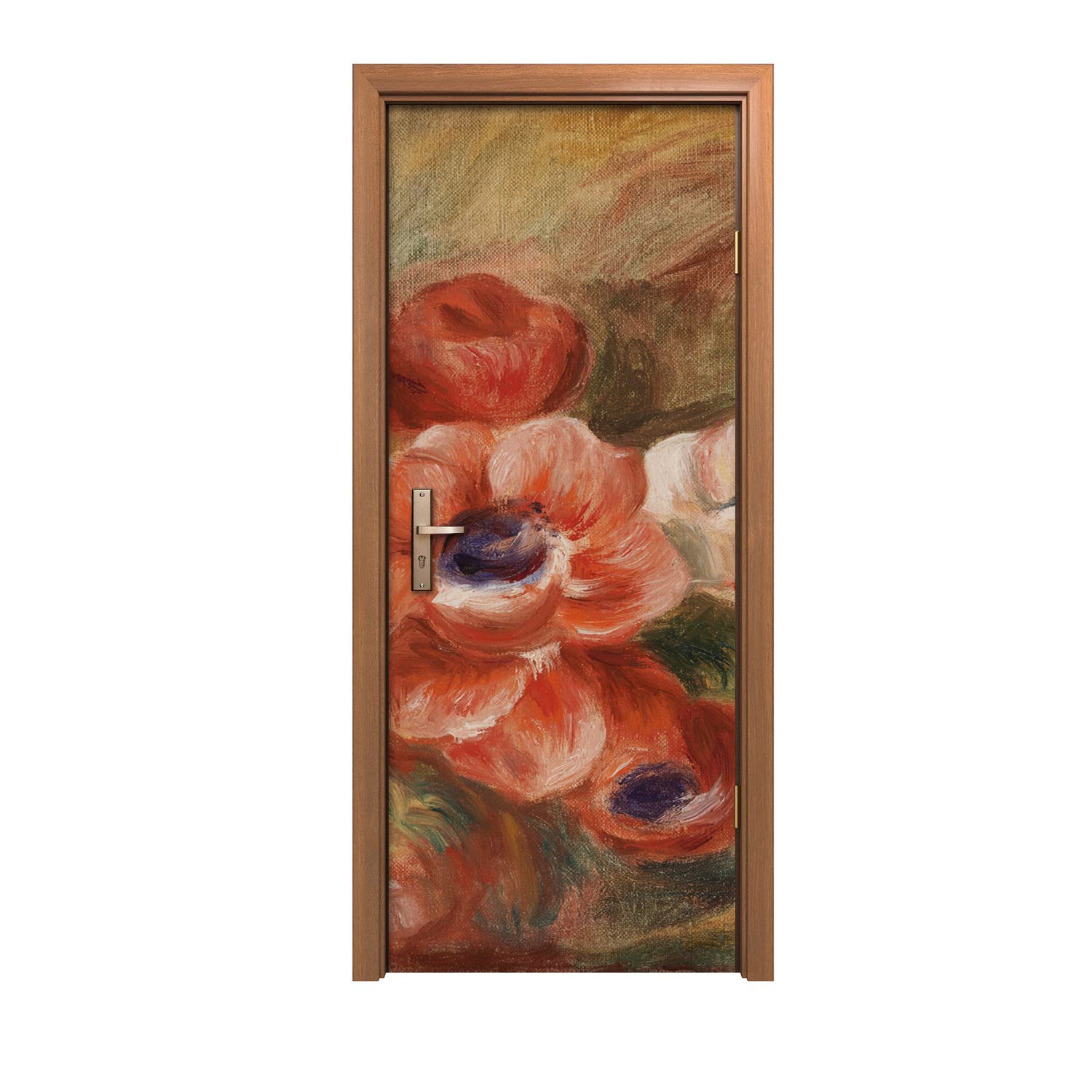 Autocollant de porte motif fleurs d'anémie pour un design d'intérieur mural raffiné