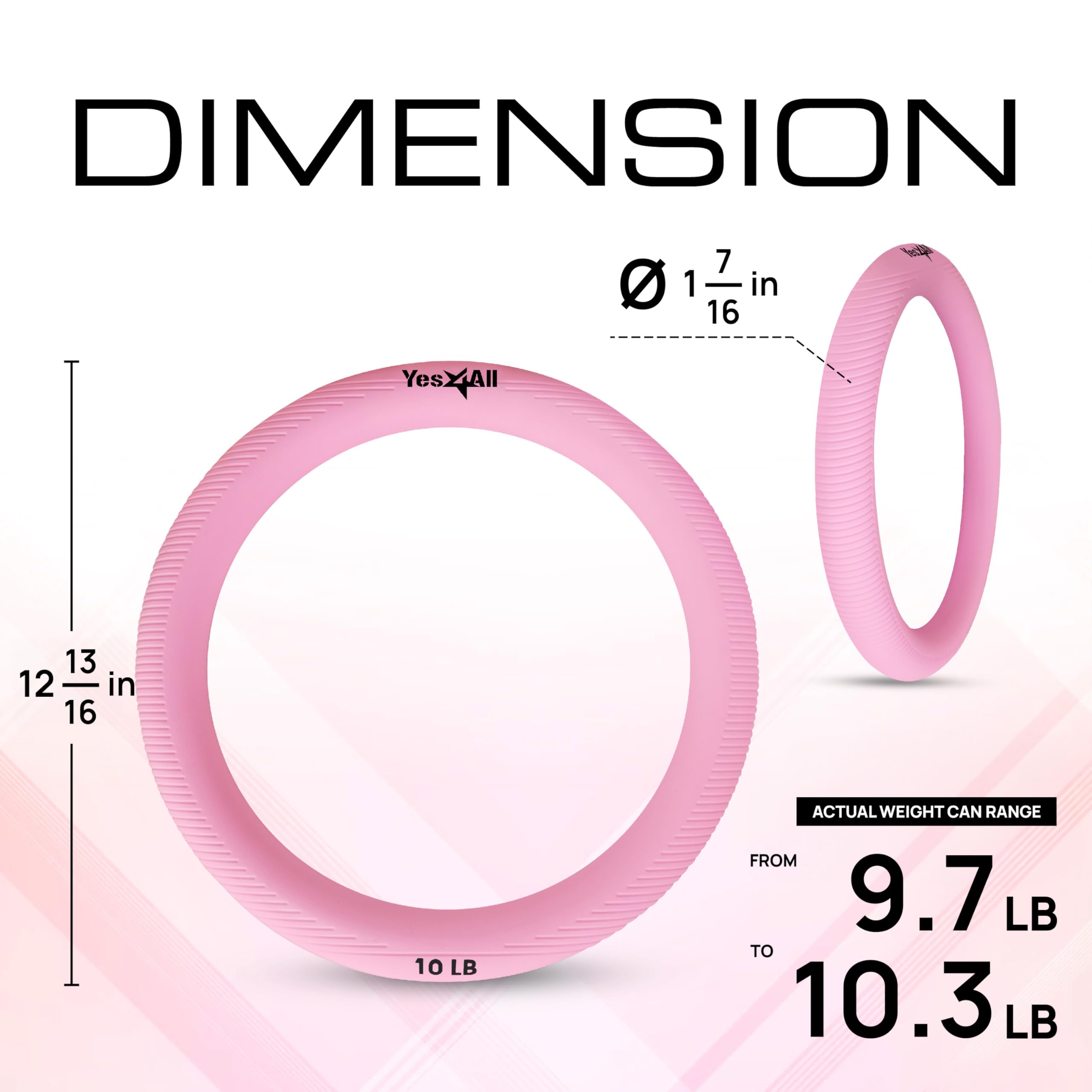 Yes4All Power Ring da 4,5 kg, anello ponderato, kettlebell per esercizi di yoga, aerobica, fitness a casa, core training, rosa