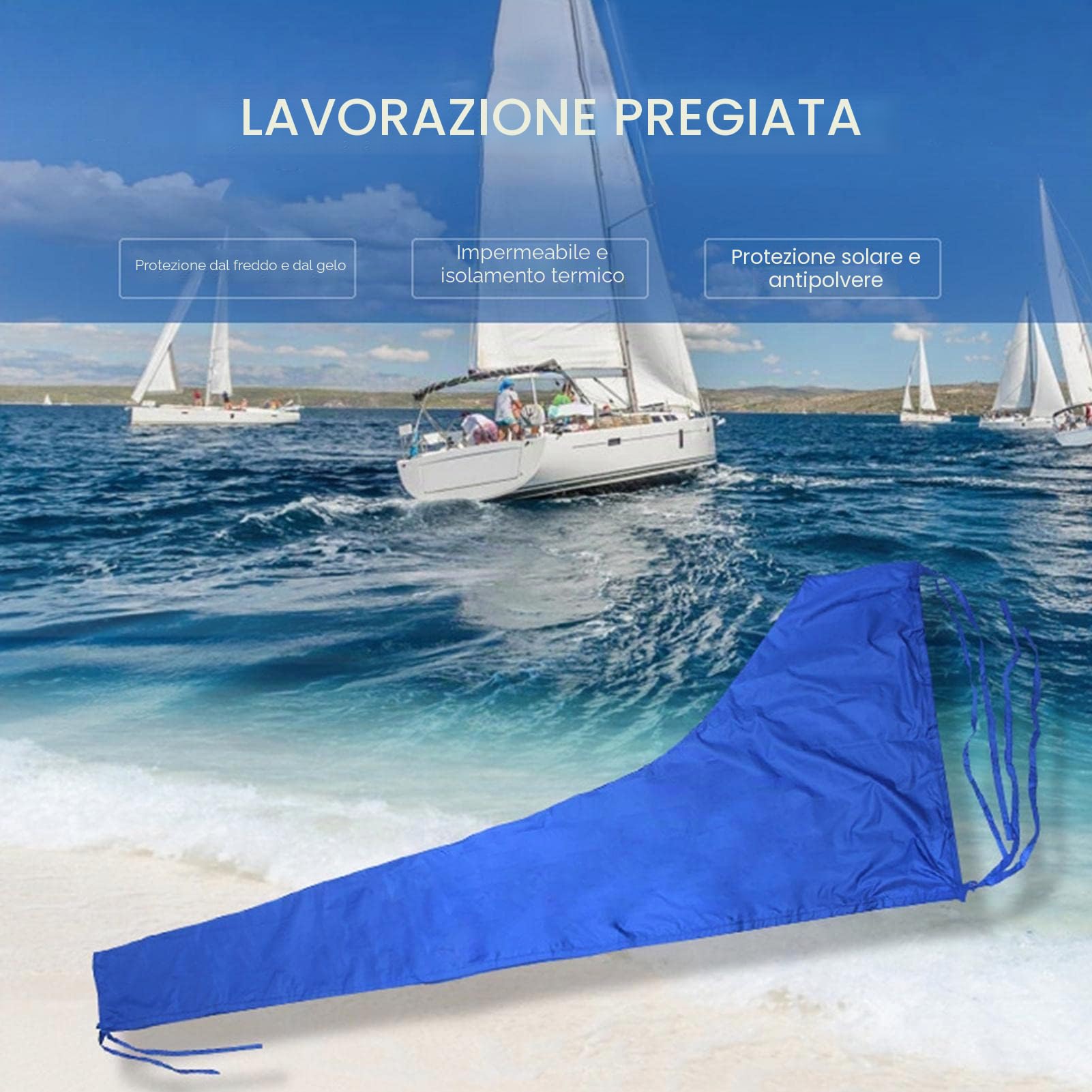 Copertura per vela per barche Copertura impermeabile per randa Copertura per barche Copertura antipolvere Oxford 210D Copertura per vela per barche Anti UV Anti vento Copertura parasole | Impermeabile per Bass Boat Copertura Vela Heavy Duty 210D Oxford Pa
