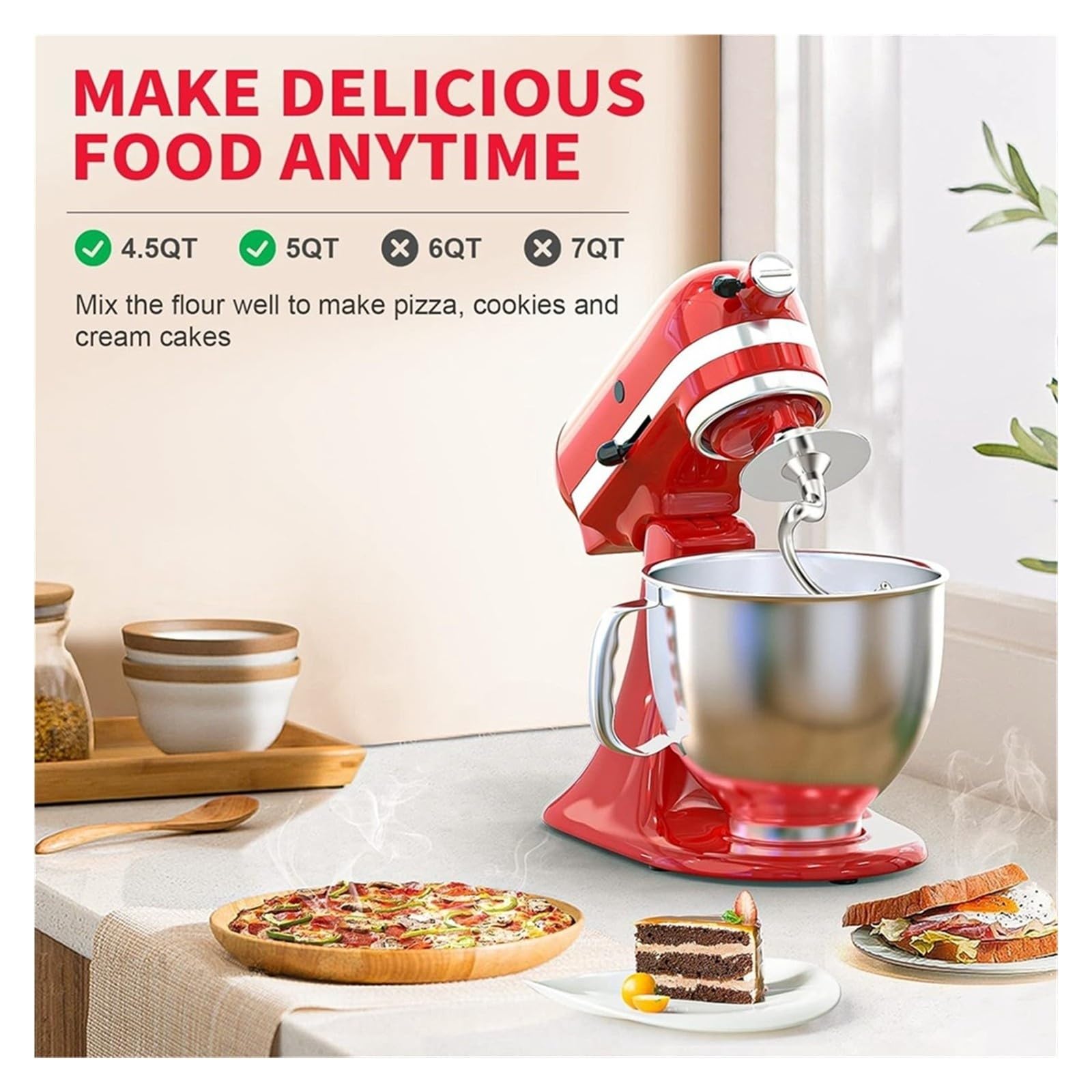 A78E-Gancio for Impastare A Spirale In Acciaio Inossidabile, Compatibile Con KitchenAid, Robot Da Cucina, Adatto for Ciotola Da 4,5-5 QT for Robot Da Cucina Con Testa Inclinabile