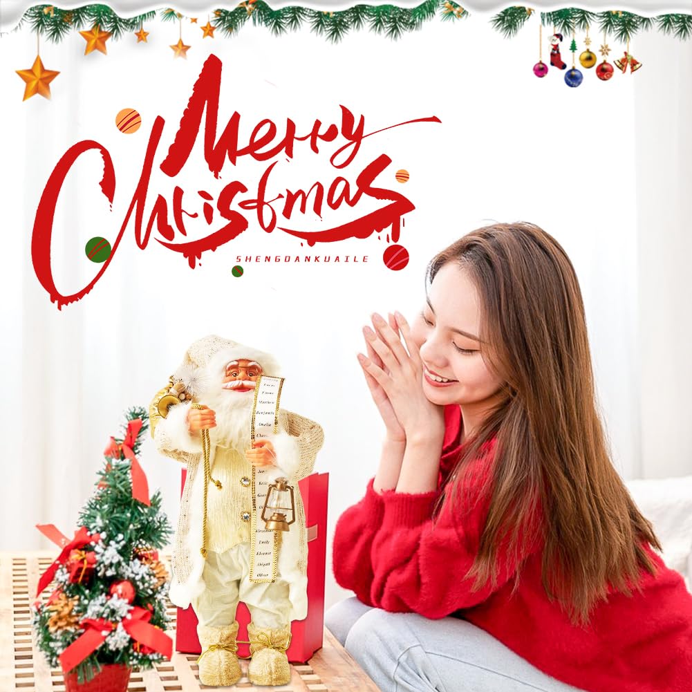 Katutude Statuina di Babbo Natale statuina di Babbo Natale in Piedi da 30 cm con Borsa Regalo Statua di Babbo Natale Decorazioni Tradizionali per la tavola di Natale Regalo di Natale per Bambini