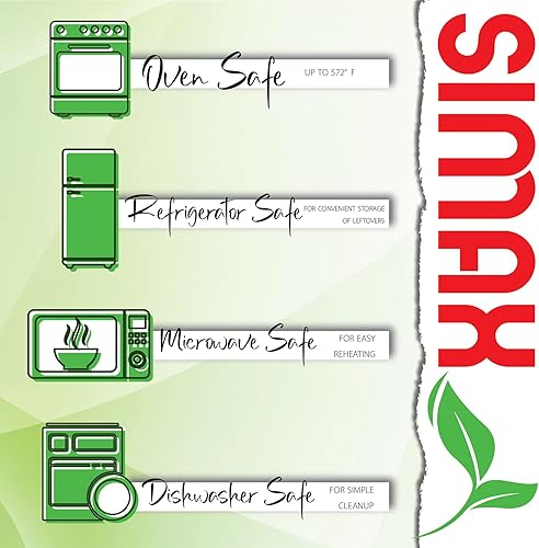 Miniatura 6 de Simax Cacerola redonda de vidrio transparente, con tapa y asas, cuenco cubierto para cocinar, hornear, servir, microondas, lavavajillas y horno, 3.5