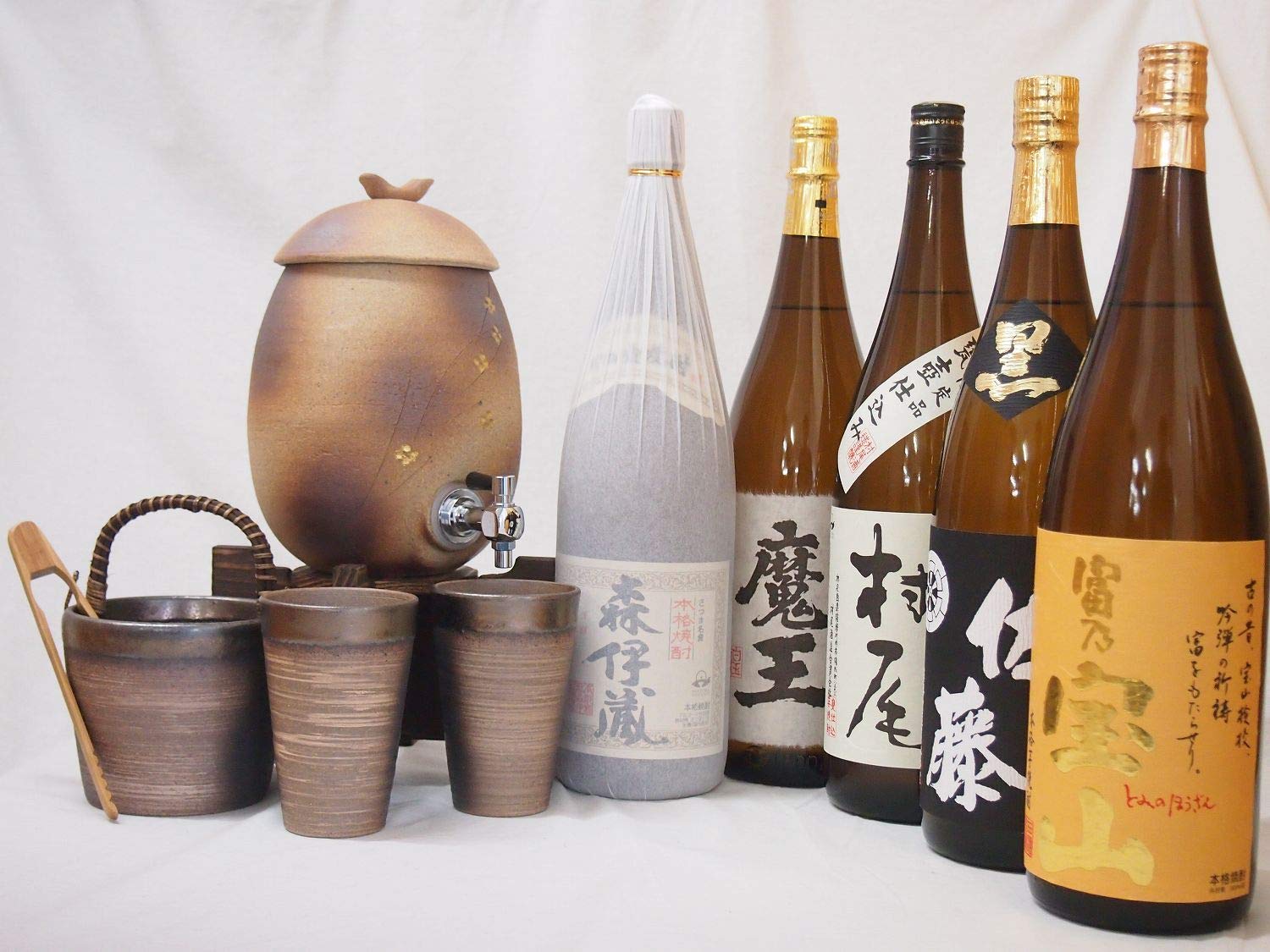 Amazon.co.jp: 信楽焼・明山窯 焼酎サーバー 火色金小紋 2200cc(滋賀