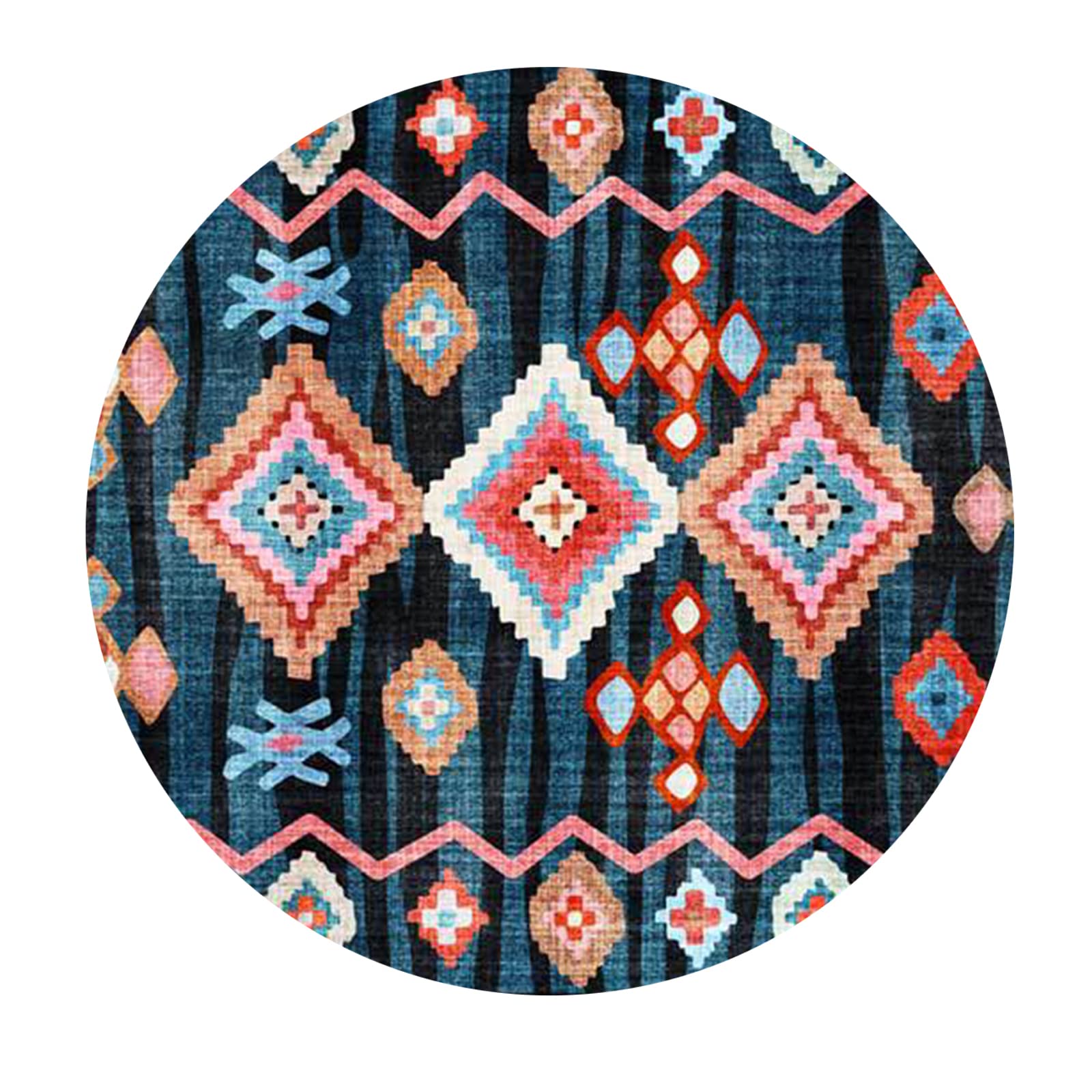 Designerski dywan, okrągły, z krótkim włosiem, nowoczesny, orientalny, klasyczny, z ornamentami, do salonu, sypialni, pokoju dziecięcego, wielokolorowy, geometryczny wzór, okrągły, Ø 200 cm