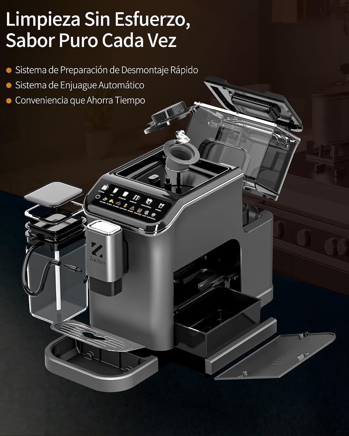 Macchina Caffè Automatica per Grani – Espresso Autentico, Sistema Latte per Colazione, 15 Livelli Macinatura, Doppia Caldaia, Pulizia Facile