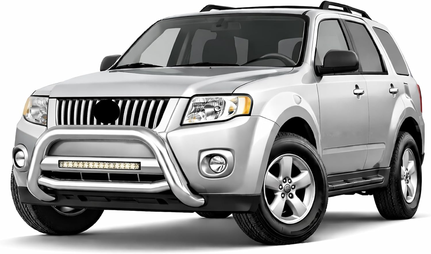 Black Horse MAX Beacon Bull Bar No Skid Plate Stainless Steel Compatible with 2008-2012 Ford Escape|2008-2011 Mazda Tribute|2008-2011 Mercury Mariner-MAB-FOB2601S