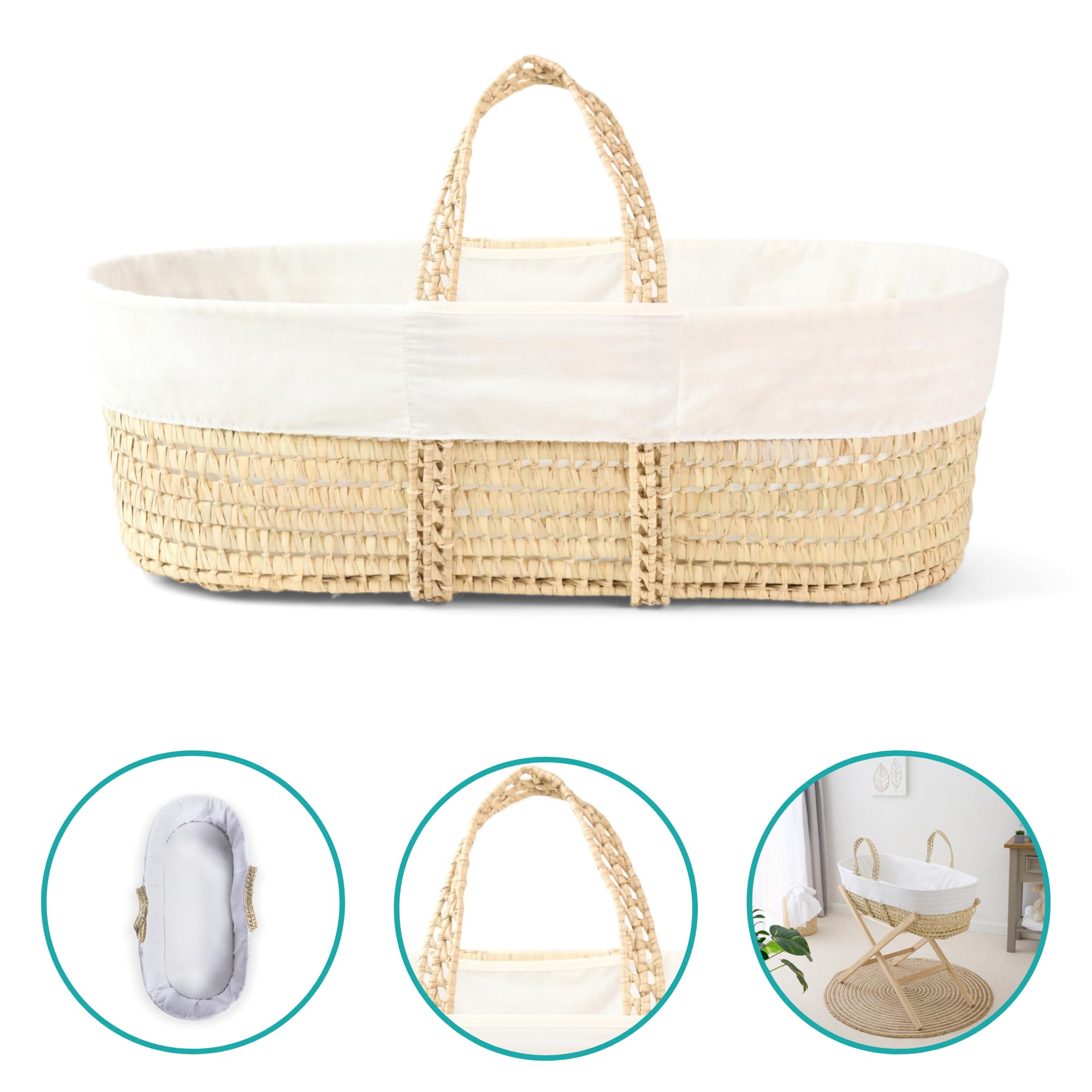 Clair de Lune Couffin Scandi Palmier 75 x 28 cm Blanc