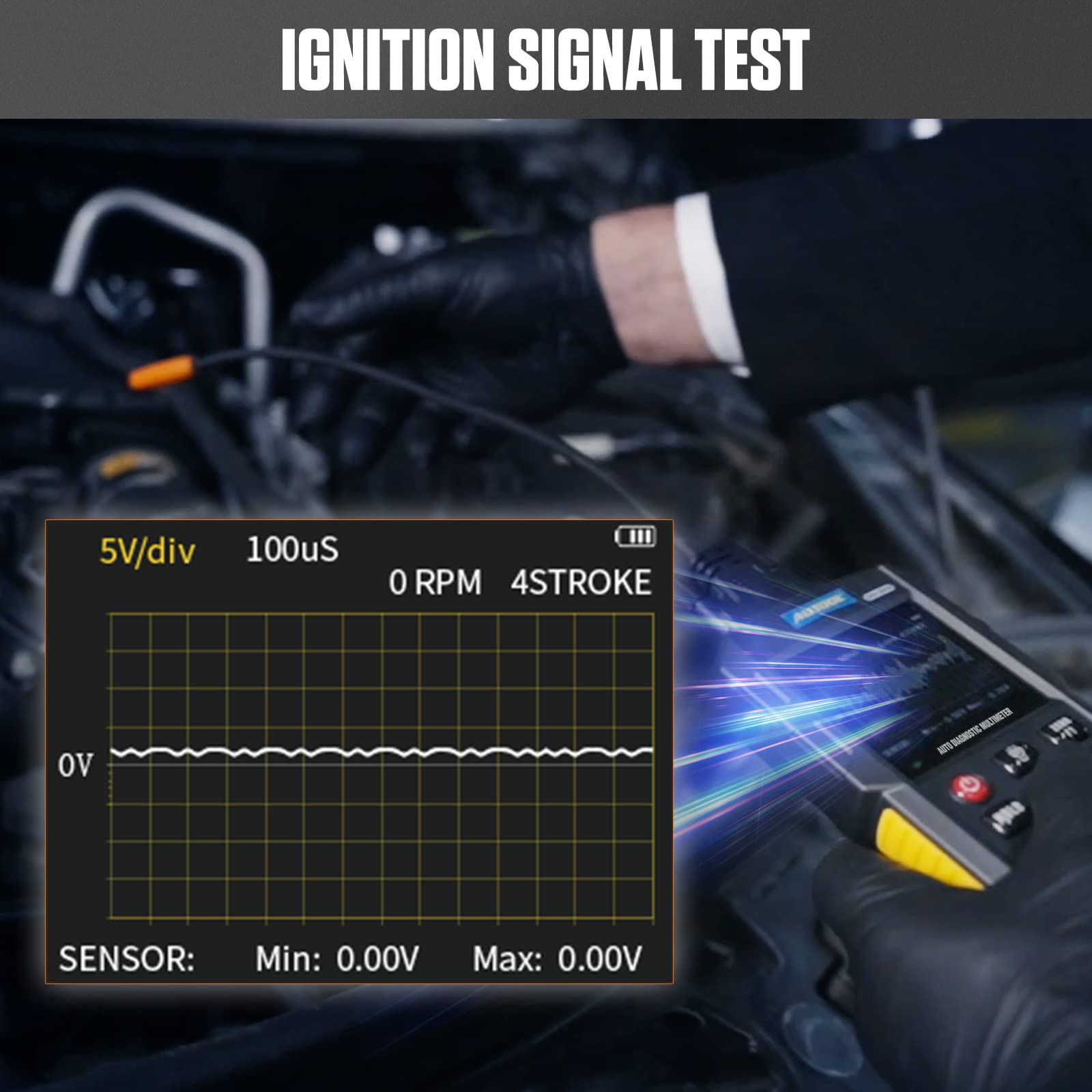 AUTOOL Automotive Multímetro osciloscopio de rango automático TRMS, osciloscopio digital AC/DC y multímetro 1000 V 20 A, dispositivo de diagnóstico automotriz para detección ECU, línea K y señal de