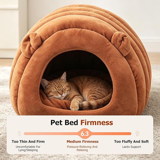 Foto 6 de 6 de PETCUTE Cueva Lavable para Gato,Cama Tipo Cueva para Gatos,Suave Felpa Cálida Camas para Mascotas,Cama…