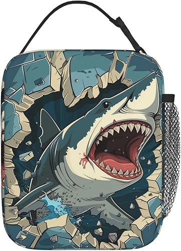 Miniatura 3 de Lonchera térmica para mujeres y hombres, lonchera con temática de tiburón, reutilizable, portátil, hielera, contenedor impermeable para almuerzo