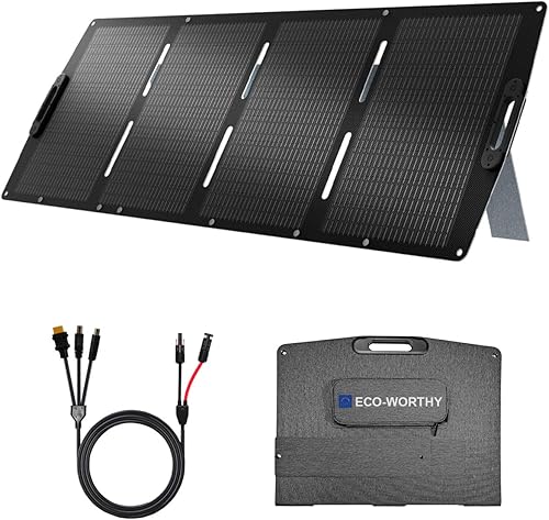 ECO-WORTHY Panel solar portátil de 200 W, cargador de panel solar plegable de 12 BB con soporte ajustable, 23% de alta eficiencia para estación de disponible en Yaxa Costa Rica