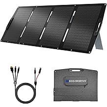 ECO-WORTHY 200W Portable Solar Panel for Power Stations,IP65 Waterproof &amp; Lightweight with Adjustable Kickstand,23% High Efficiency Foldable Solar Panel for Outdoor RV Camping Off Grid Emergency