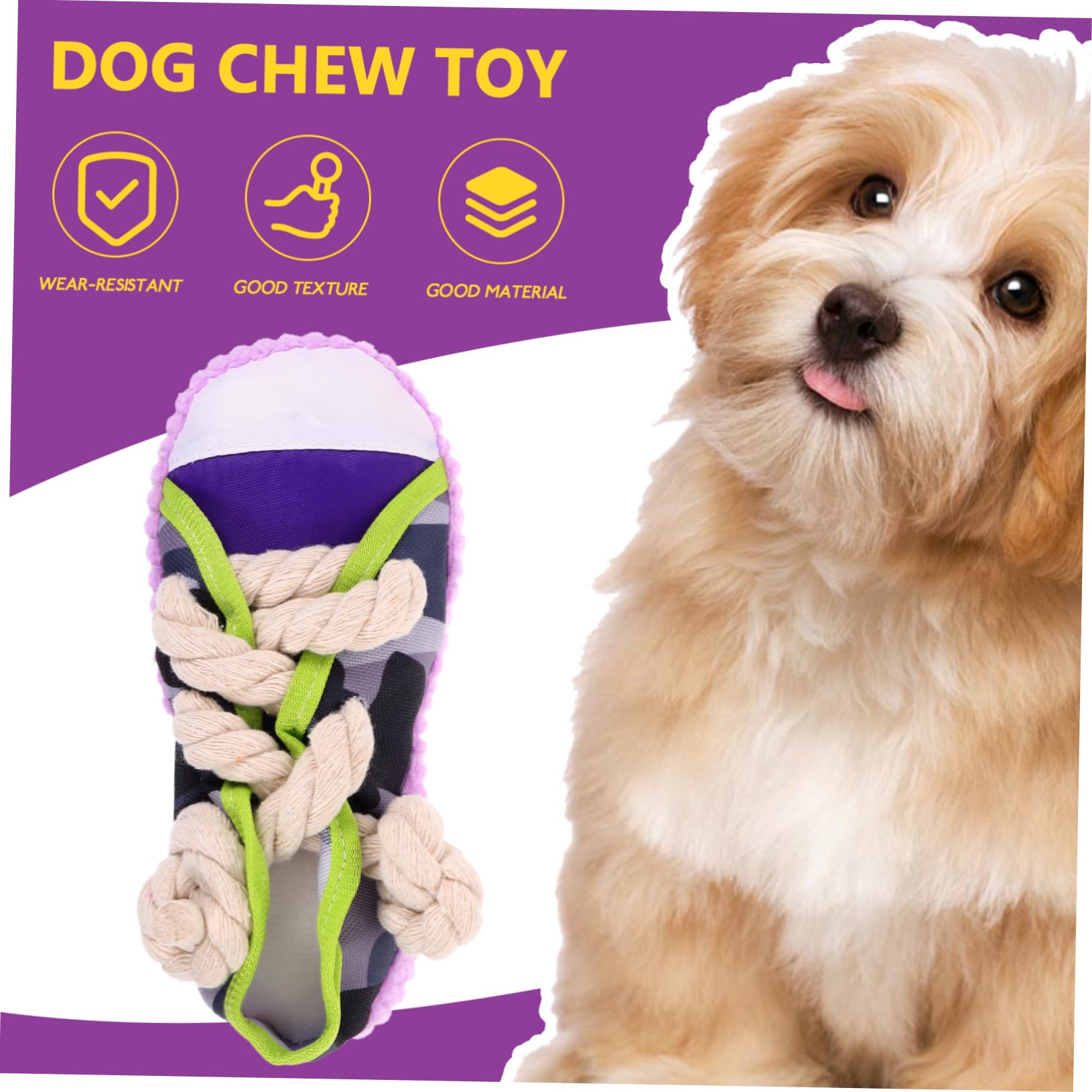 GANAZONO Juguete para Perros Chirriante Forma de Zapato de Lona y Cuerda de Algodón Resistente a Mordidas, Fácil de Limpiar para Cachorros y Perros Grandes