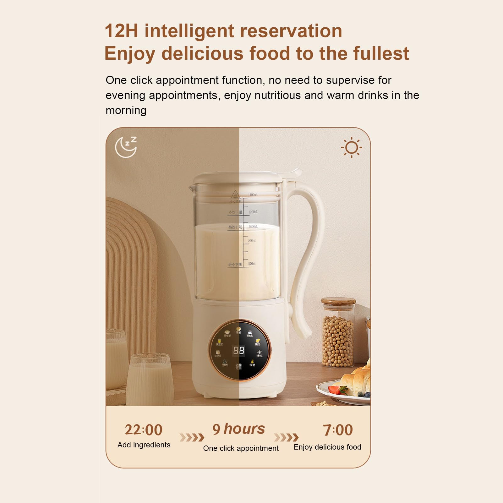 1400 Ml Design di Grande capacità Multifunzionale Calza Multifunzionale Macchina per Alimenti per Bambini con Riscaldamento Automatico per Preparare Zuppe di Succhi di Latte di