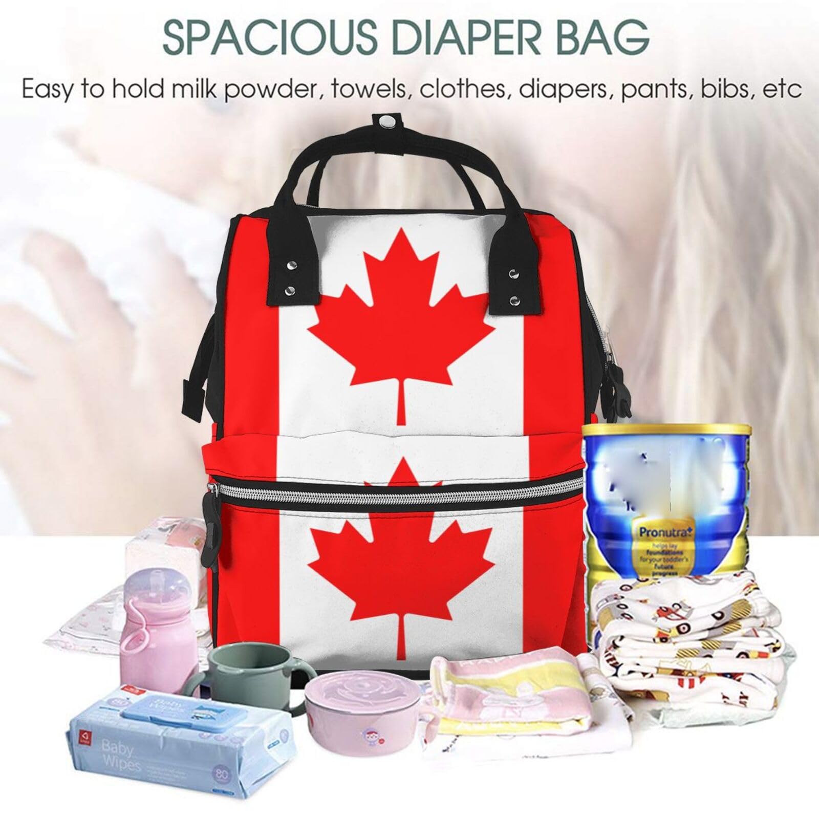Zaino multifunzionale per pannolini con bandiera cubana – Borsa per pannolini di grande capacità con mamme e papà, viaggi e uso quotidiano