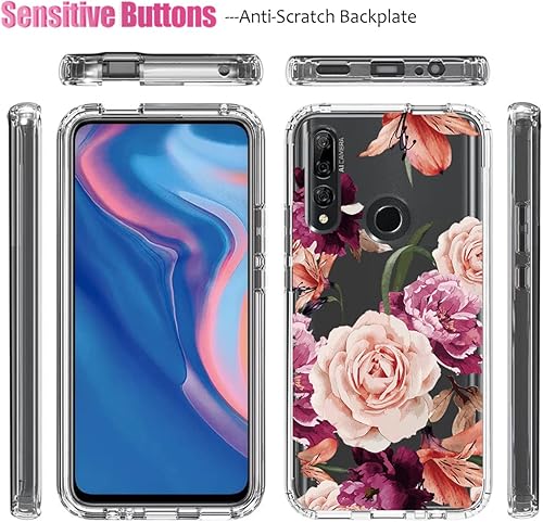 Miniatura 5 de Funda para Y9 Prime 2019Honor 9XP Smart Z con protector de pantalla de vidrio templado, cuerpo completo transparente con protección de diseño floral