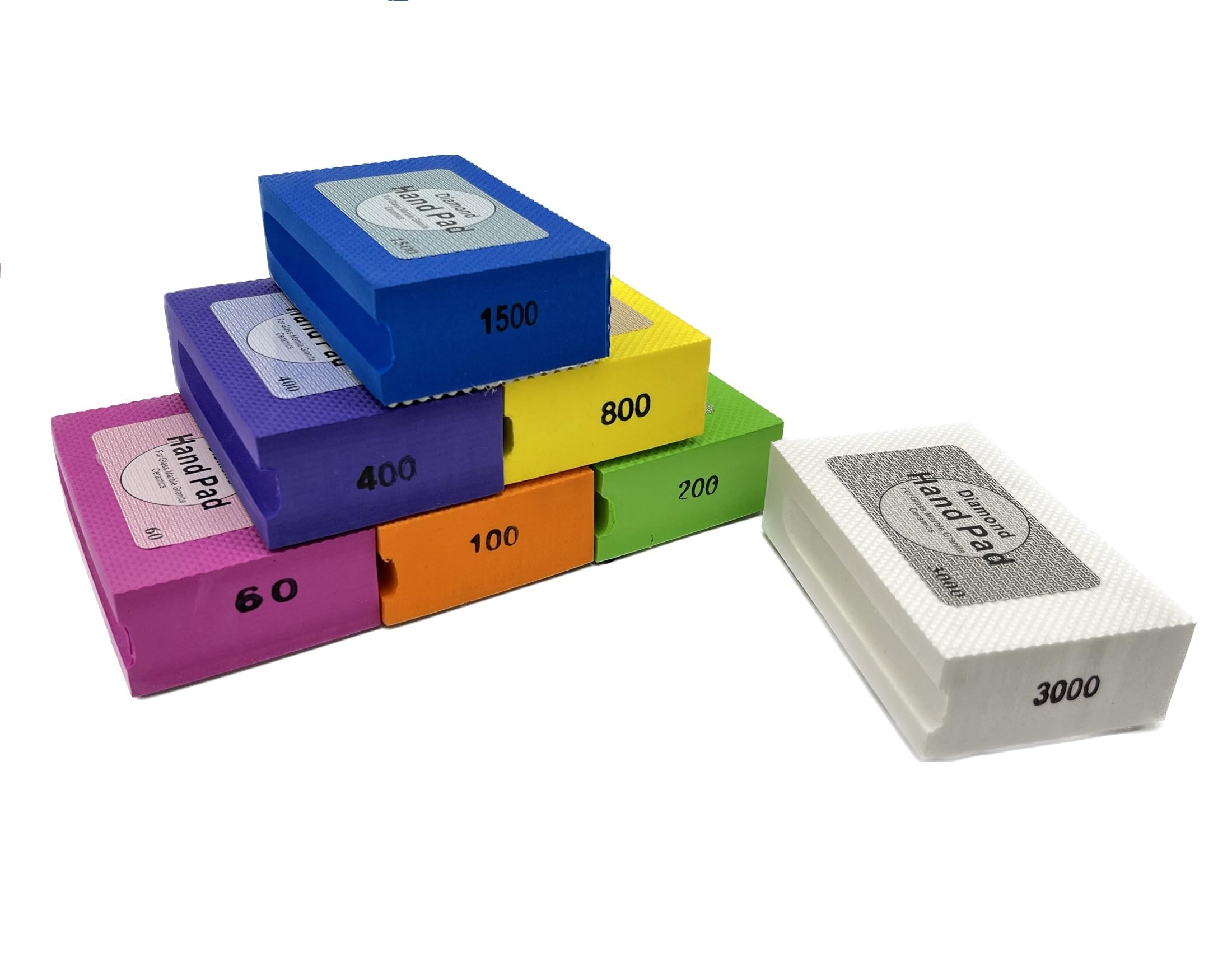Diamante Handpad - Set di 7 fogli abrasivi (60, 100, 200, 400, 800, 1500, 3000)