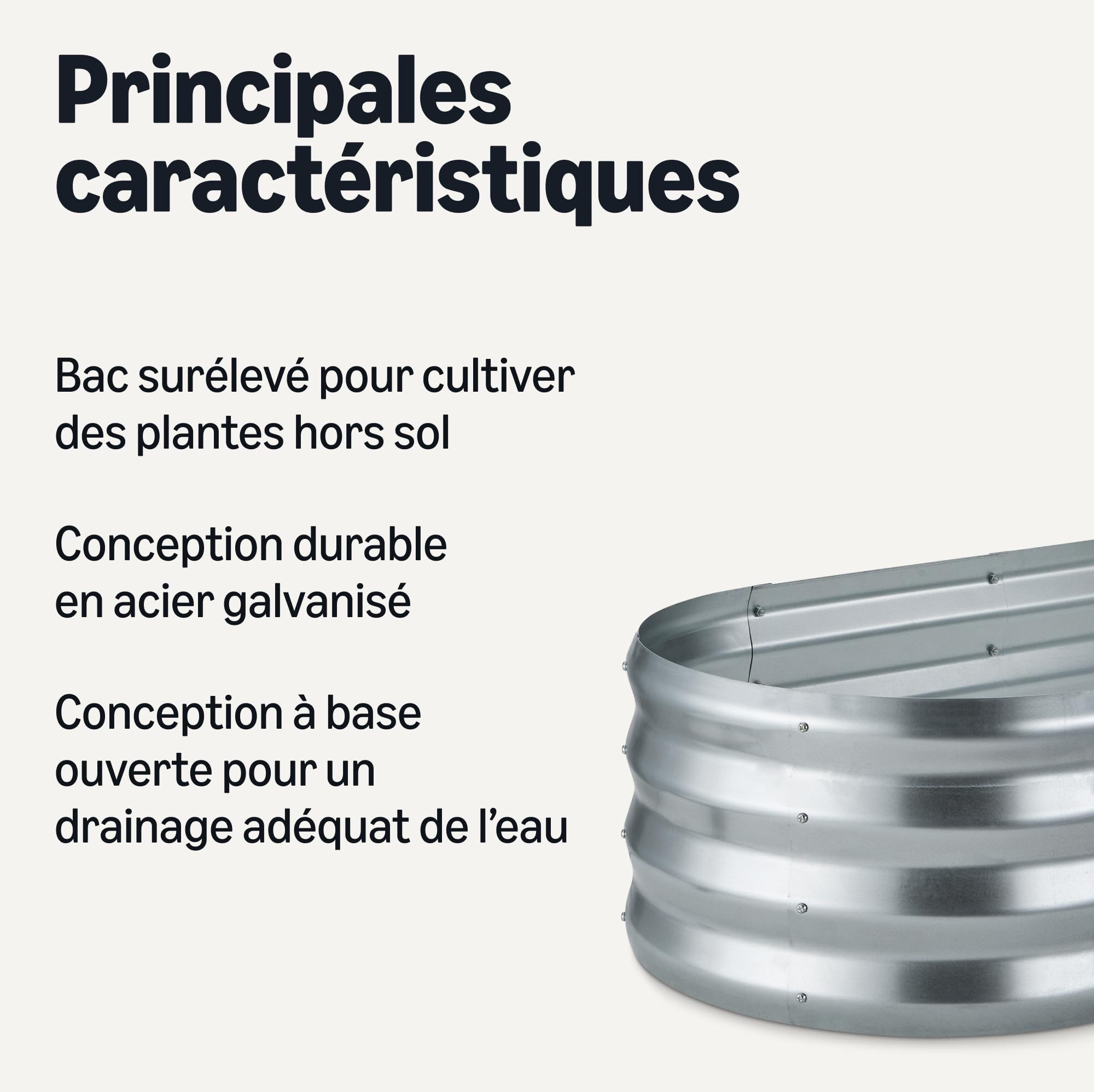 Amazon Basics Jardinière Surélevée, Acier Galvanisé, 121,8cm x 61cm x 31,2cm, 1 Unité, Argentée