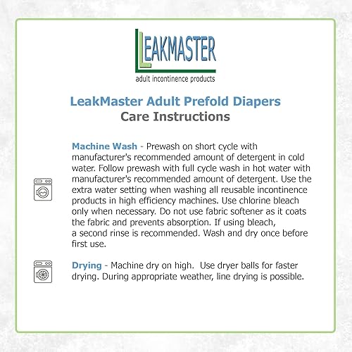 Miniatura 7 de LeakMaster Pañales de tela preplegados para adultos, tejido de gasa, 100% algodón, pañales reutilizables y lavables, suaves y duraderos, peso