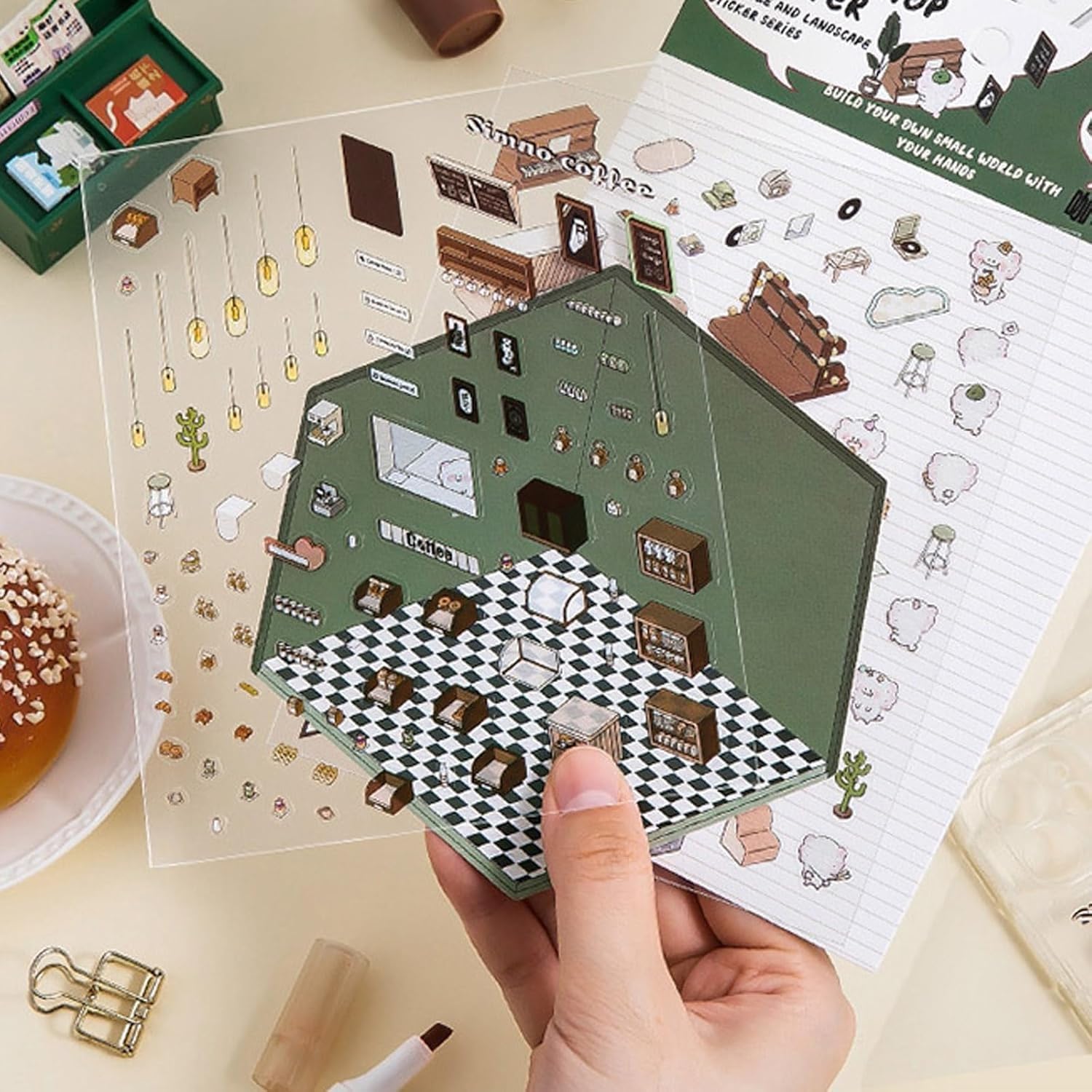 Set De 10 Stickers 3D De Escenas De Casa Con 2 Pinzas – Libro De Pegatinas Para DIY Y Terapia Relajante