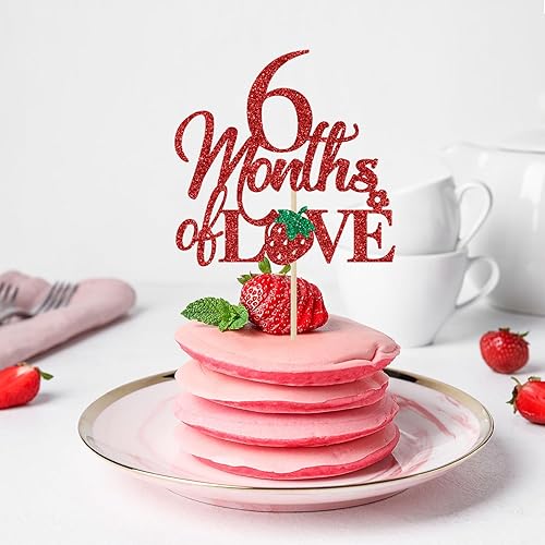 Miniatura 3 de Decoración para pastel de 6 meses de amor, decoraciones de pastel de cumpleaños de 6 meses, 12 camino a uno, decoraciones de medio cumpleaños de