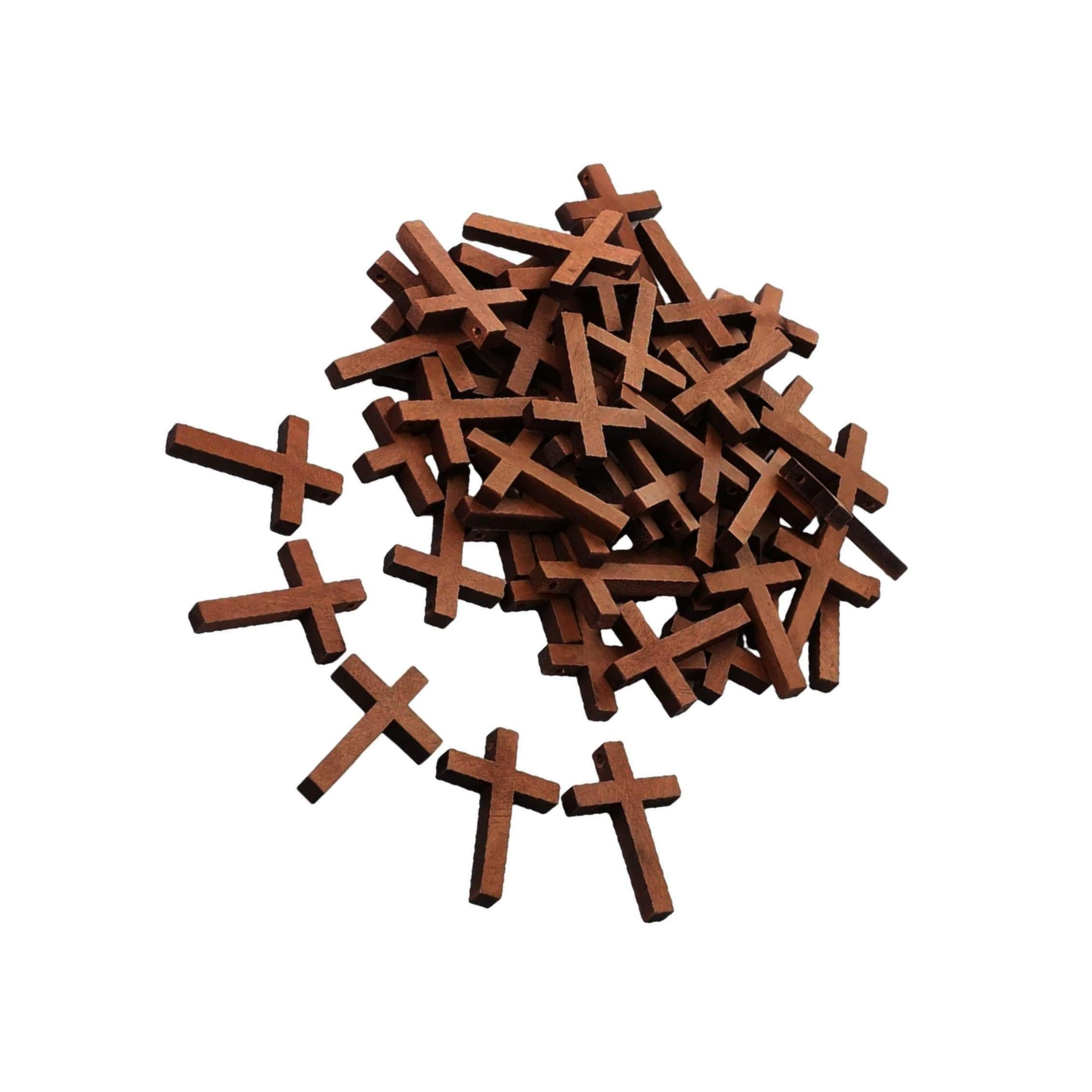 Zanthicia Beautiful Wooden Cross Charms Wood Cross Pendants Craft Supply Holiday Decorations to Personalized Jewelry Handmade Projects Fashion Unfinished Wood