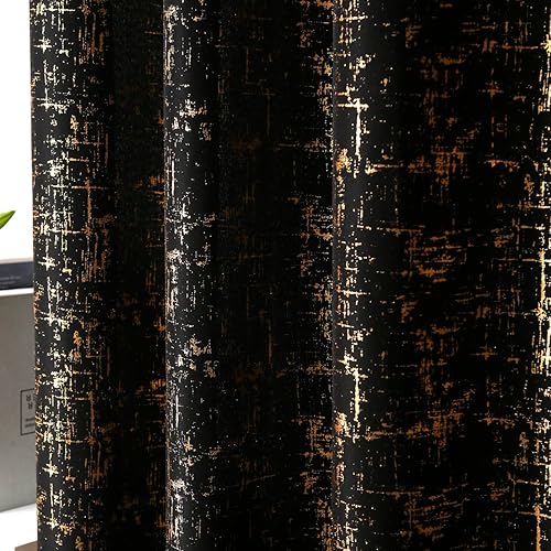Miniatura 8 de Taisier Home Cortinas texturizadas de lino con estampado de lámina dorada, cortinas con diseño de puntos geométricos para guardería, habitación de