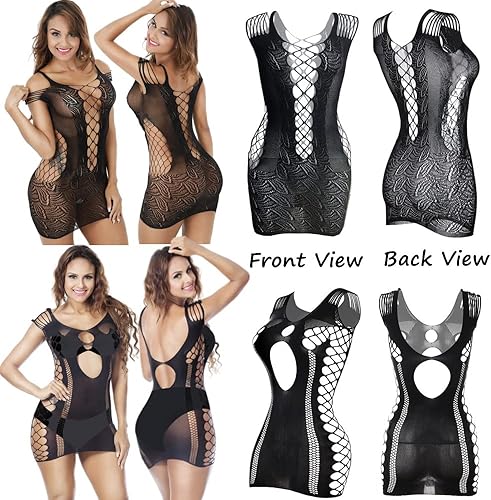 Miniatura 2 de 12 piezas de lencería sexy para mujer, lencería de malla transparente, ropa de dormir babydoll camisola mini vestido de peluche de una pieza