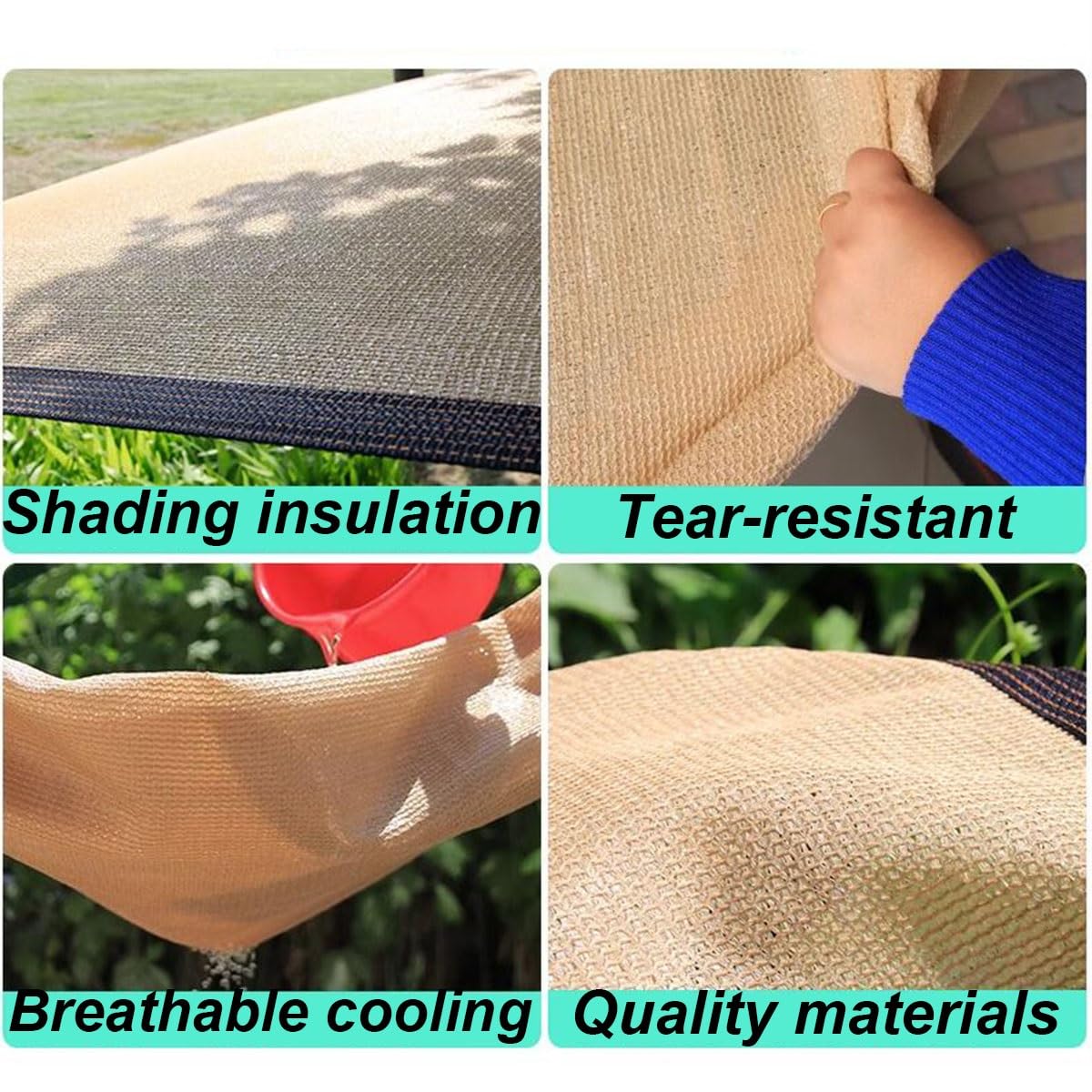 Tenda a vela impermeabile, 6 x 15 m, blocco UV per esterni, con occhielli, perfetta per patio, giardino, campeggio, colore Bei, protezione solare