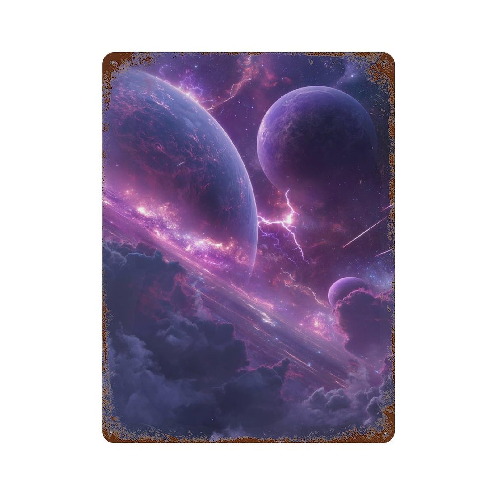 Galactic Storms Cosmic Energy Display Distressed Metal Wall Sign 15.7"x11.8", Ideal for Pub, Kitchen And Man Cave Decor