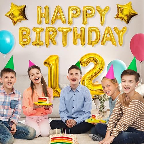 Miniatura 6 de UNIANGEL Cartel de globos de feliz cumpleaños de papel de aluminio 3D de mylar para decoración de fiestas de cumpleaños, suministros para niñas,