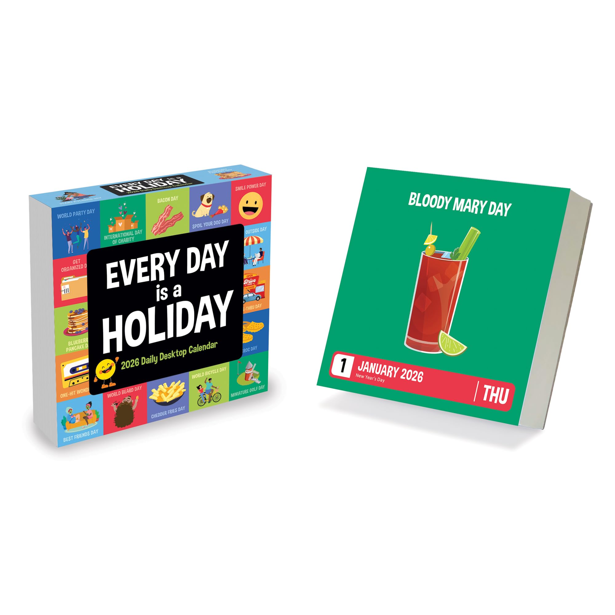 TF Publishing 2026 Every Day’s a Holiday Daily Desktop Calendar - Small Desk Calendar 2026 with Full-Color Tear-Off Pages, Fun Daily Holiday Facts &