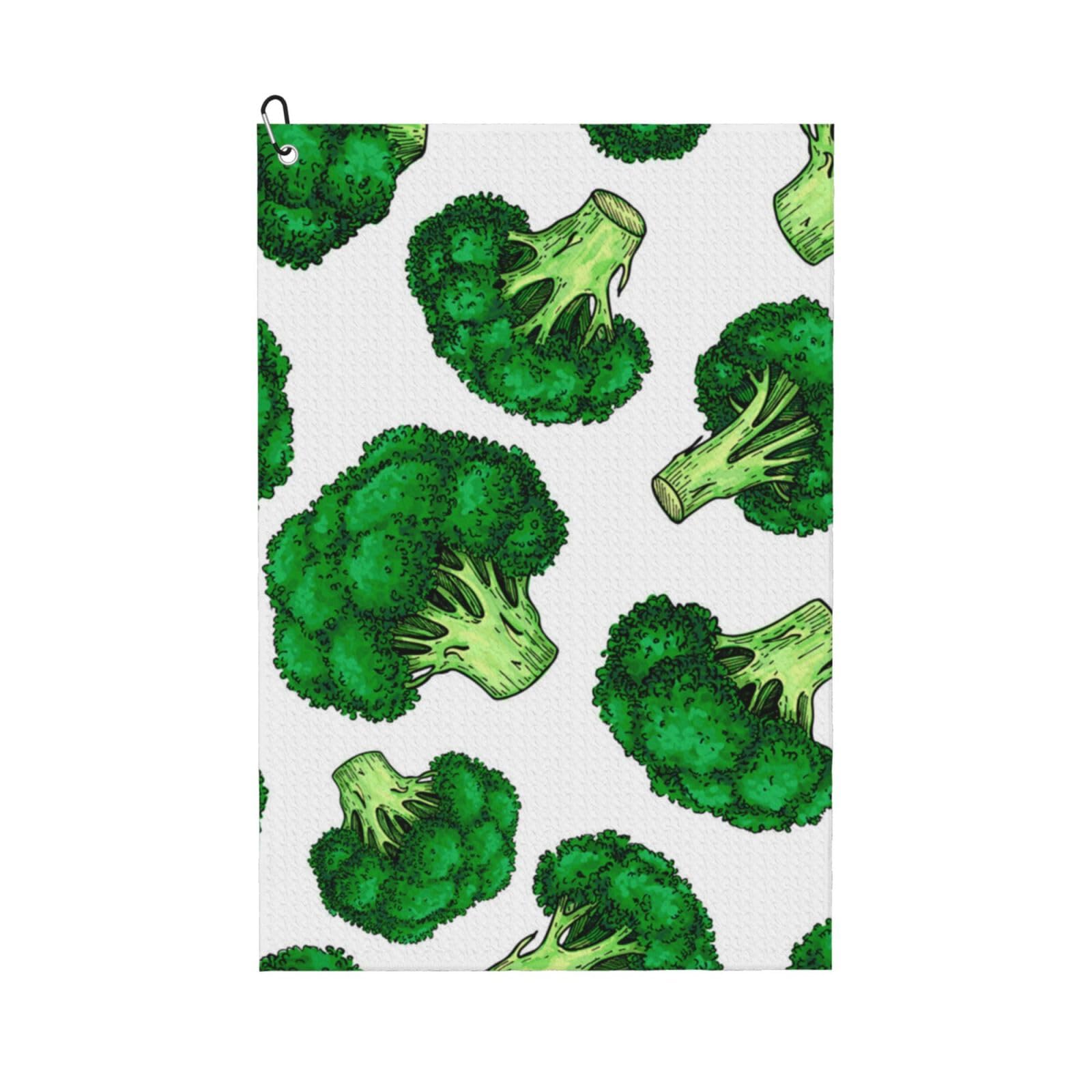 Hnnkloy Broccoli, 16x24 in Portable Waffle Golf Towels with Carabiner Clip for Golf Bag