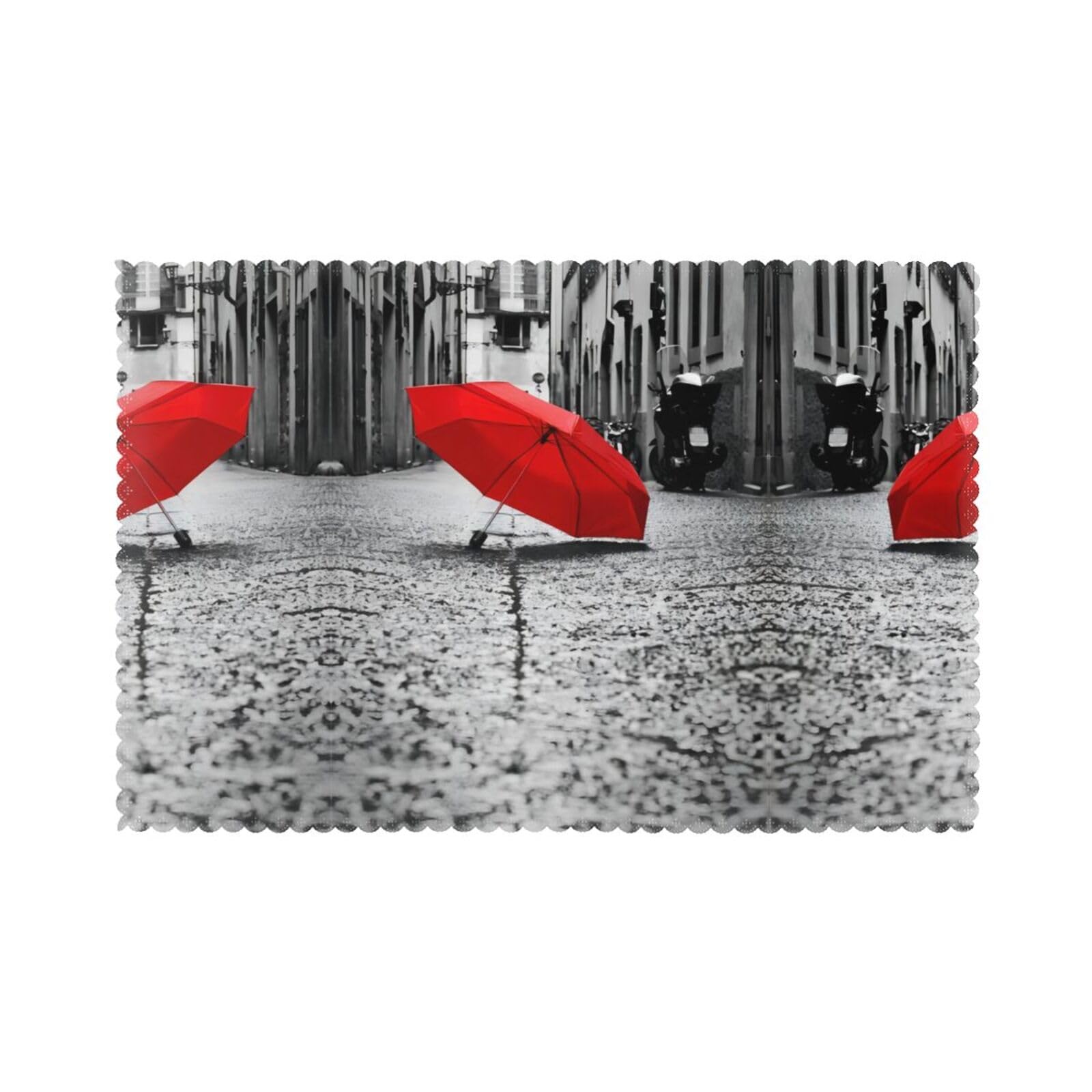 Red Umbrella Printed table mat set (6 pieces) - Aesthetic upgrade for family gatherings and hotel banquets