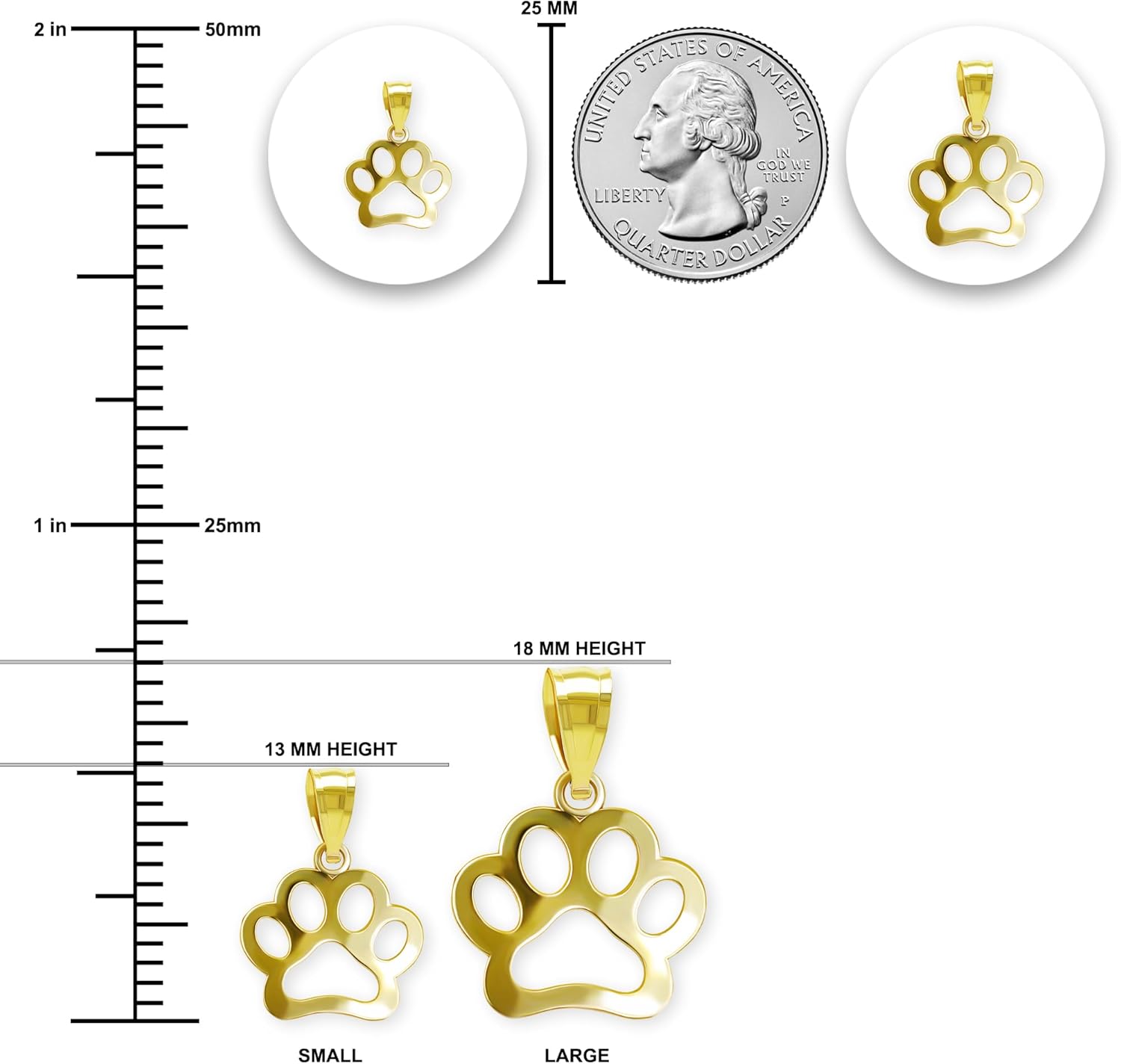 Gold Dog Paw Charm Pendant - 10 Karat Solid Yellow Gold - Dog Paw Jewelry - Image 3