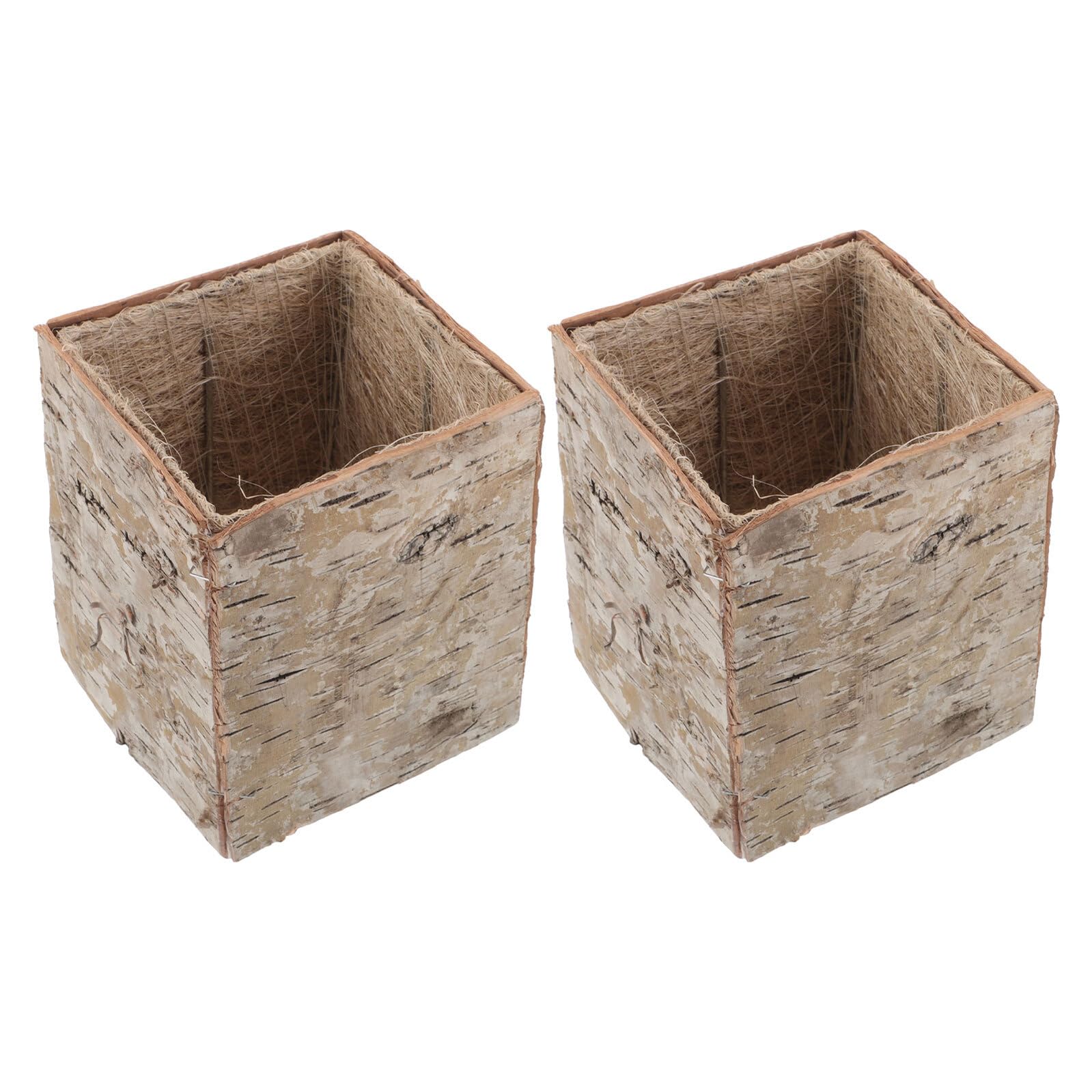 Pots en écorce de bouleau style rétro en bois gris clair haut de gamme aspect bûche naturelle