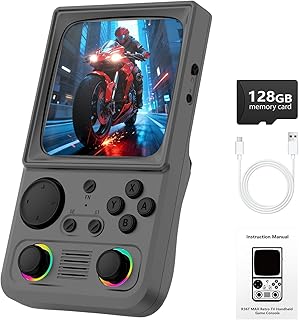 R36TMAX Retro-Handheld-Spielkonsole, Retro-Spielkonsole mit 4,0″ IPS-Bildschirm und über 18.000 klassischen Spielen, unterstützt WLAN-Multiplayer, 4000-mAh-Akku (Grau 128GB)