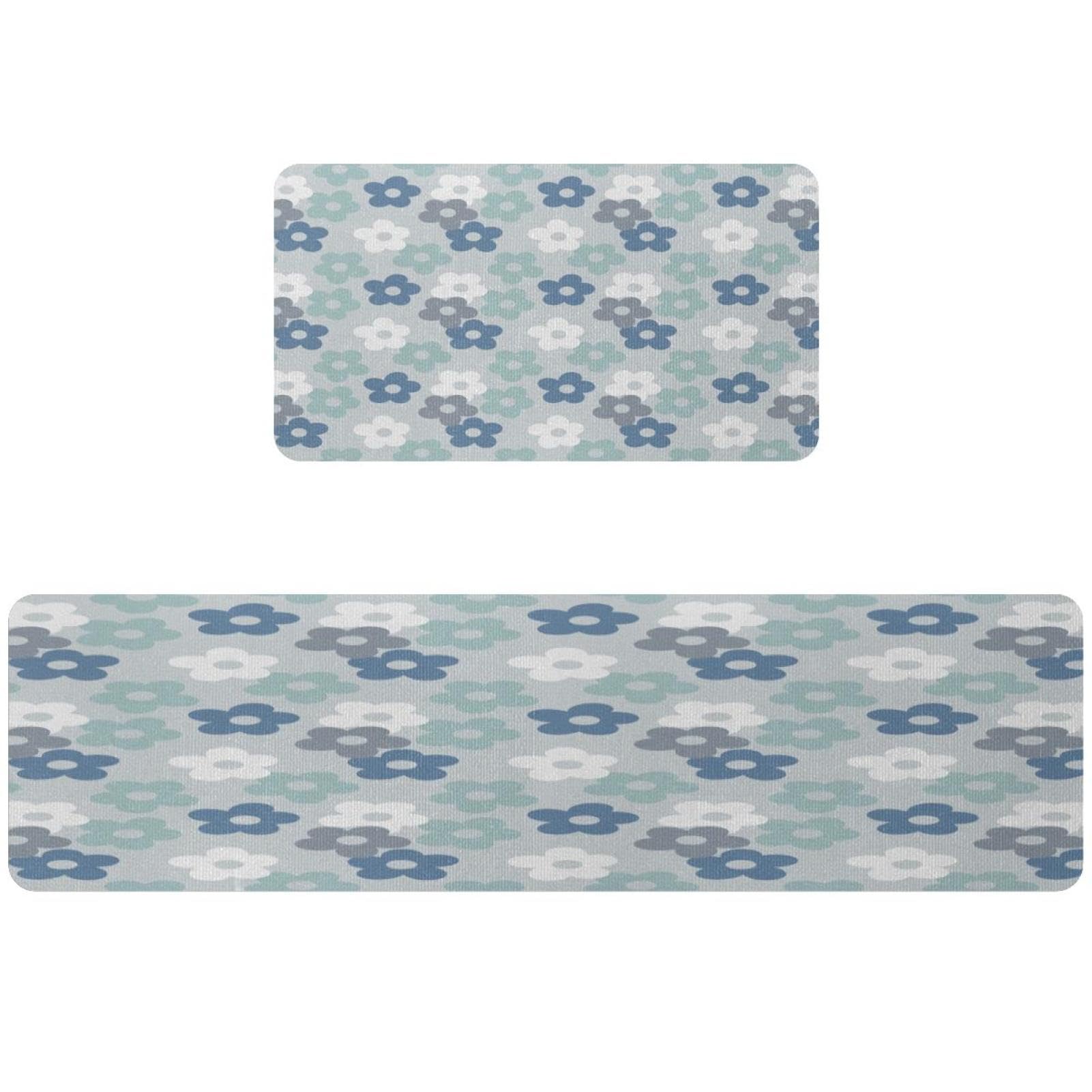 Alfombra de cocina lavable VAPOKF de dos piezas antideslizantes azules