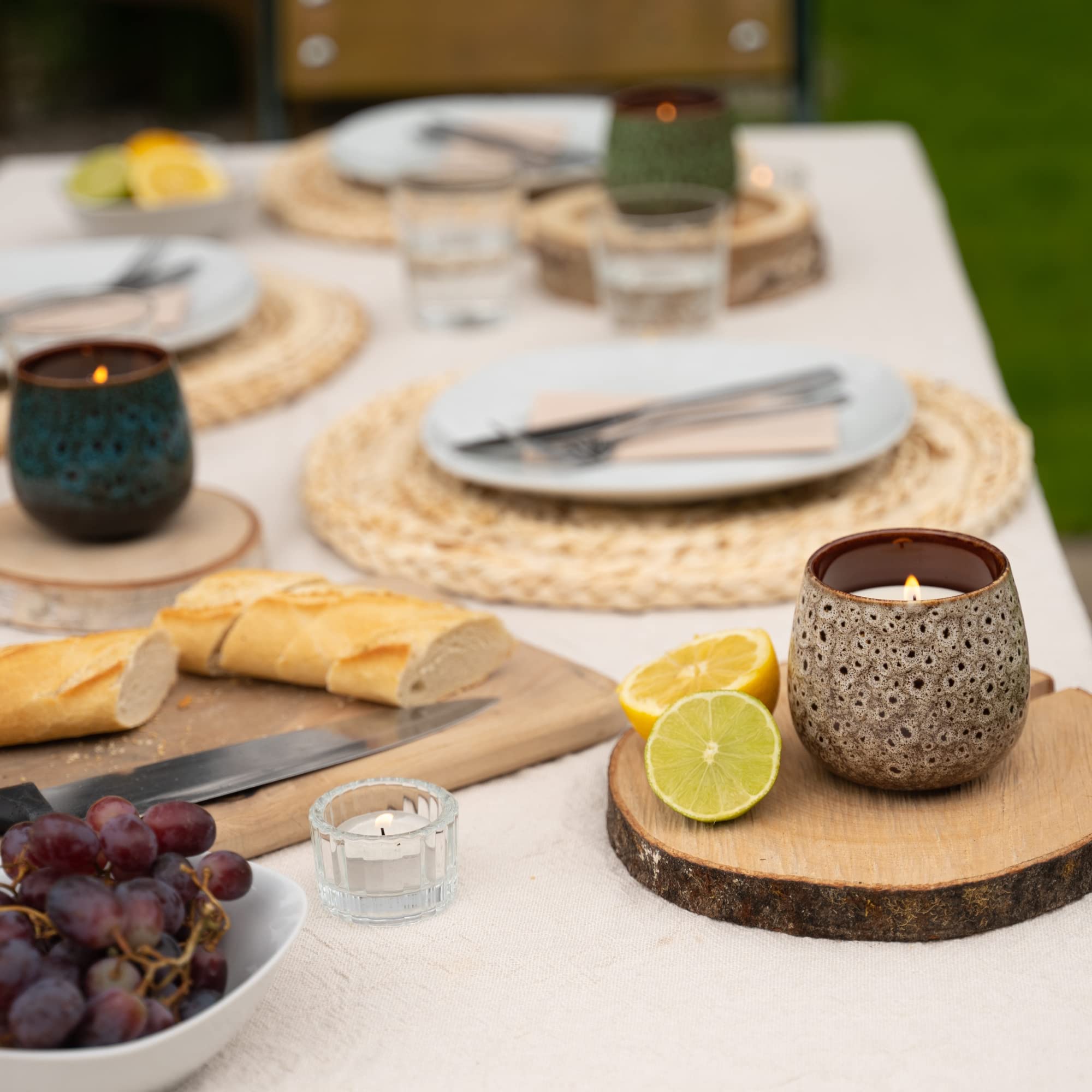 HOFER 6 x Premium Citronella-Schale | Windlicht Outdoor | Hochwertige Citronella Kerze im Keramiktopf mit Citronella-Duft | Outdoor Kerzen für Gartenparty | Deko für draußen