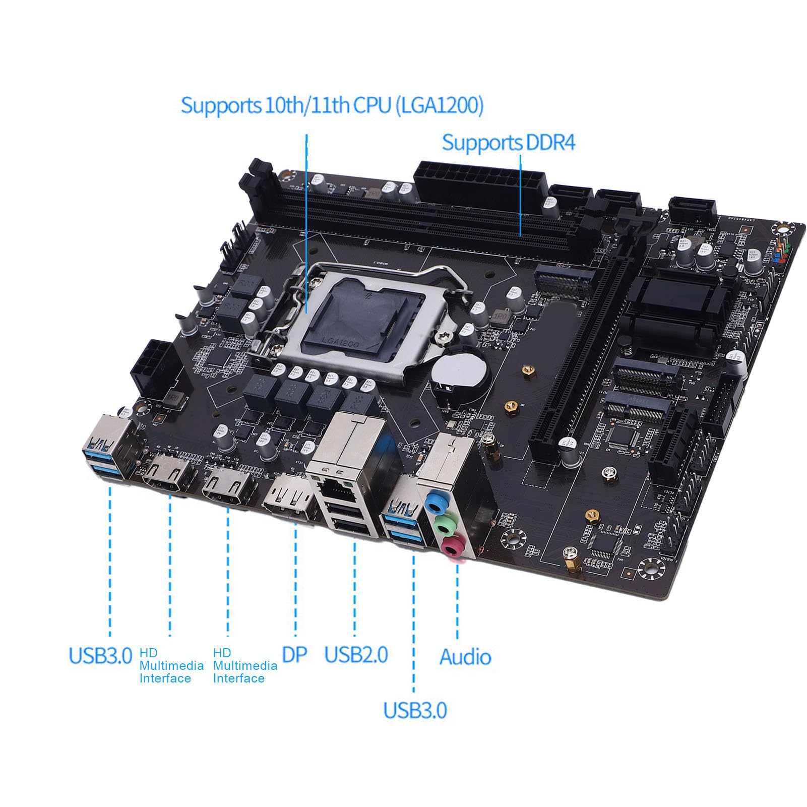 ASHATA Płyta Główna do Gier, ATX LGA 1200 DDR4, M.2 Serial ATA3.0x3 PCIe 4 Obsługa WiFi LAN dla Procesorów Core I9 I7 I5 I3 10. i 11. Generacji