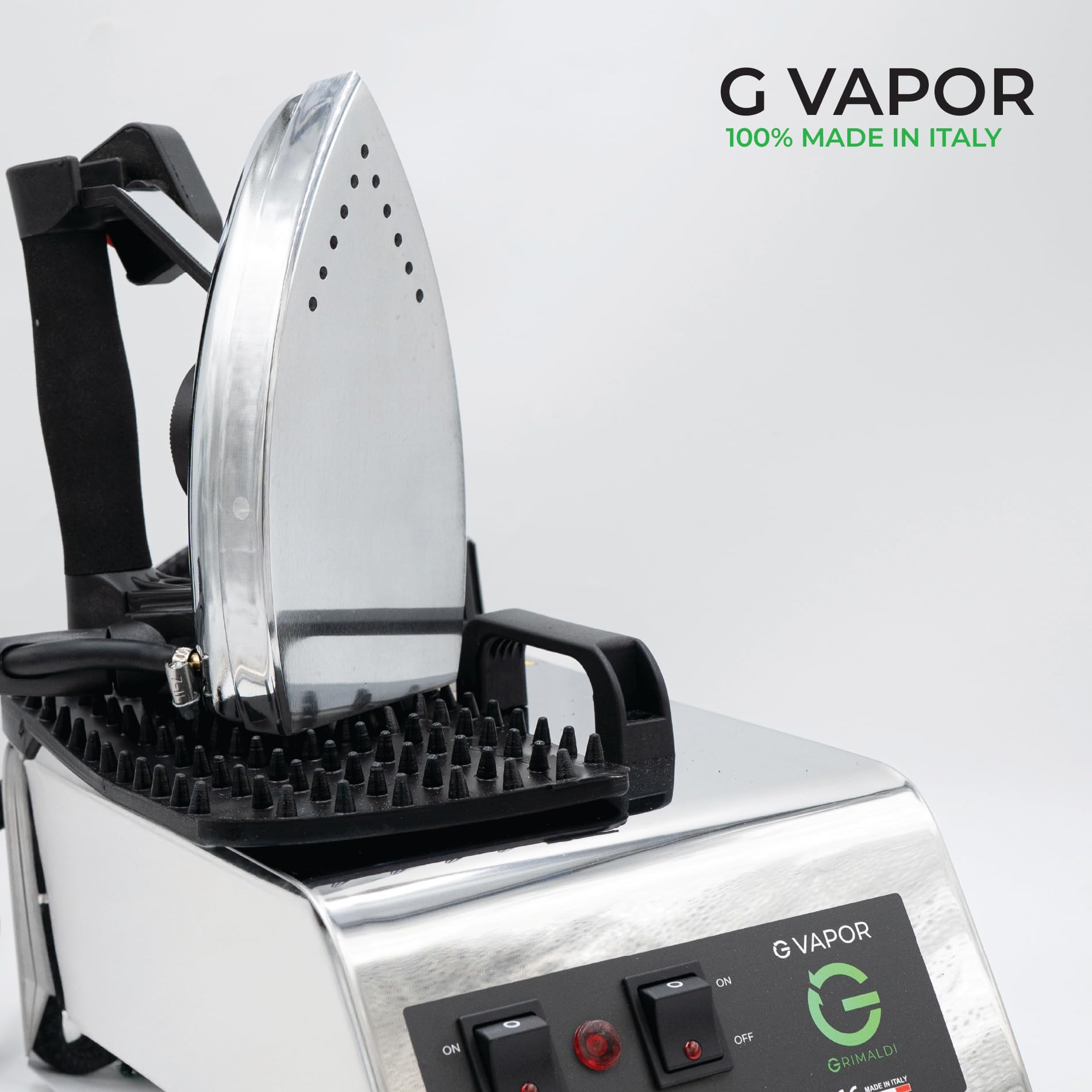 G GRIMALDI Ferro da Stiro Professionale con Caldaia in Acciaio Inox|G VAPOR 1150W + 800W 3.2 Bar Vapore Secco Dry System|Made in Italy|Capacità 1L Autonomia 90 min Anticalcare