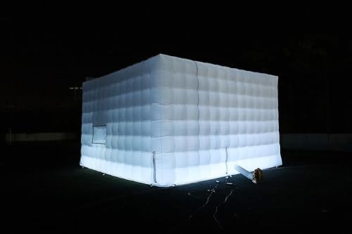 Miniatura 4 de SAYOK Tienda inflable de cubo de aire inflable para fiesta evento espectáculo negociouso privado (blanco, 19.7 x 19.7 x 11.5 pies, con luces)