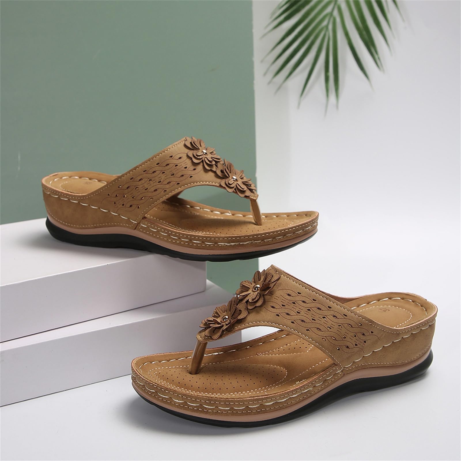 Chanclas con cuña para playa - Zapatos bajos de mujer de verano