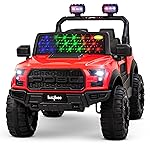 Baybee Bronco Battery Operated Electric Ride on Toy Jeep with RGB Windshield Light & Music for Kids, Boys, Girls, Baby Big Car to Drive, 3 to 8 Years, Red