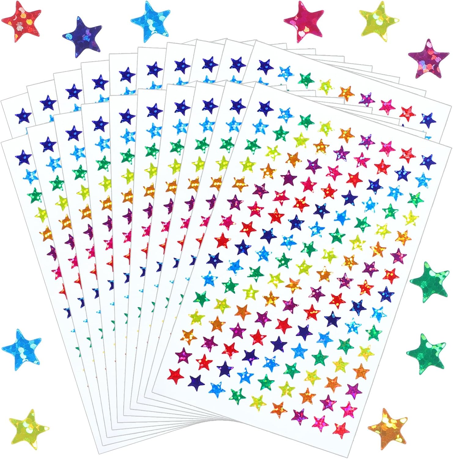 Ouligay 2700 PCS 0.3" Small Star Stickers for Kids Reward, Colorful Holographic Stickers Sparkly Mini Star Sticker for Behavior Chart, Student Planner, School Classroom Teacher Supplies, DIY
