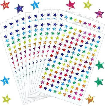 Ouligay 2700 PCS 0.3" Small Star Stickers for Kids Reward, Colorful Holographic Stickers Sparkly Mini Star Sticker for Behavior Chart, Student Planner, School Classroom Teacher Supplies, DIY