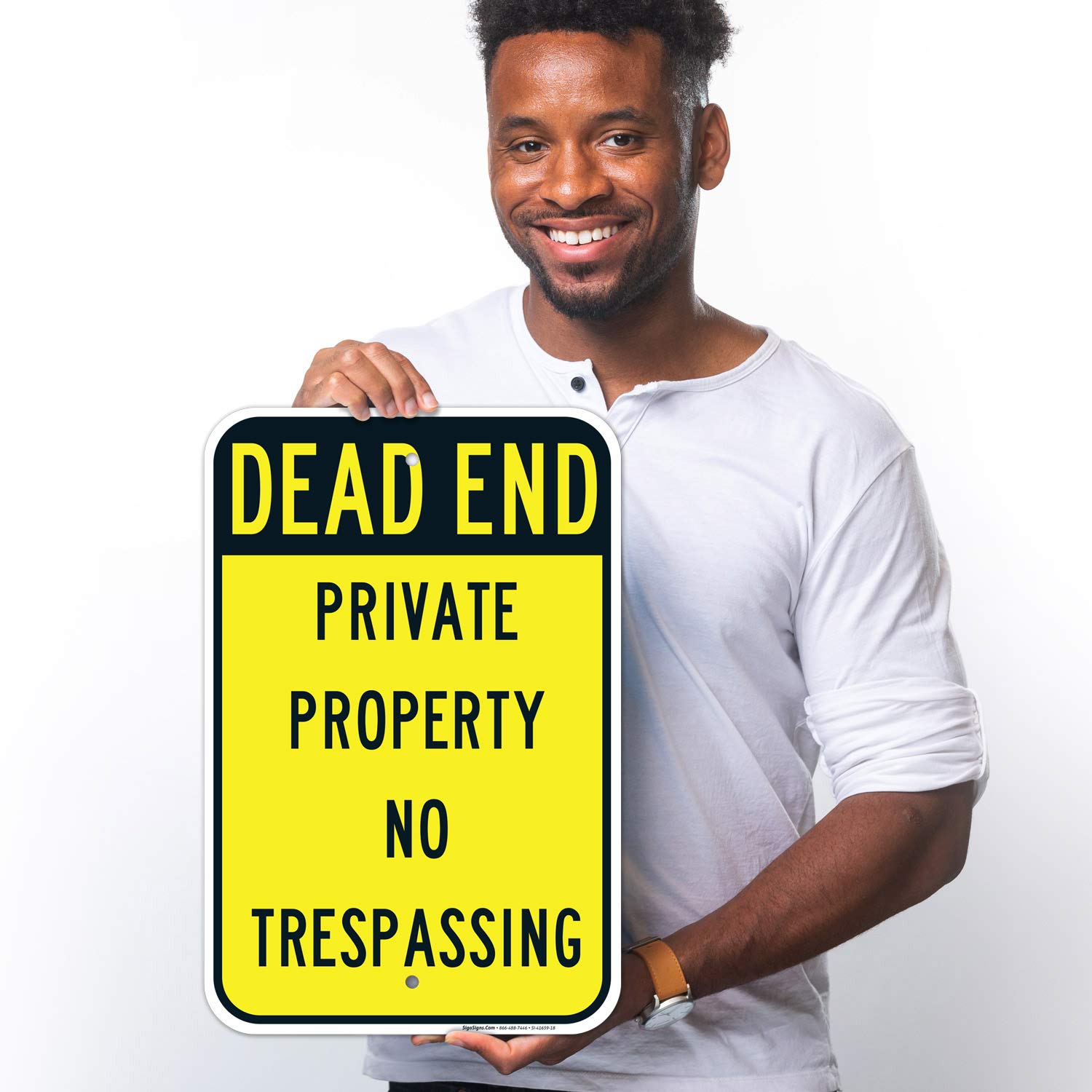 Dead End Private Property No Trespassing Sign, 12x18 Inches, Rust Free .063 Aluminum, Fade Resistant, Made in USA
