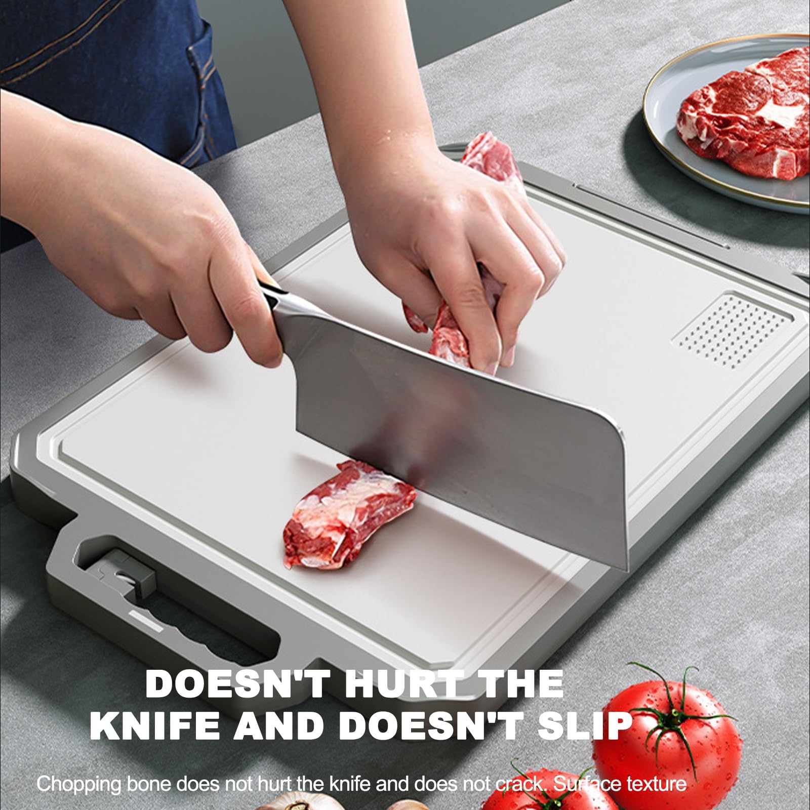 Taglieri in Acciaio Inox, taglieri in Piedi e appesi for la Cucina, Tagliere Antiscivolo Multifunzionale, bifacciale, Pietra affilatrice Ribaltabile con Scala Graduata Facile da Pulire
